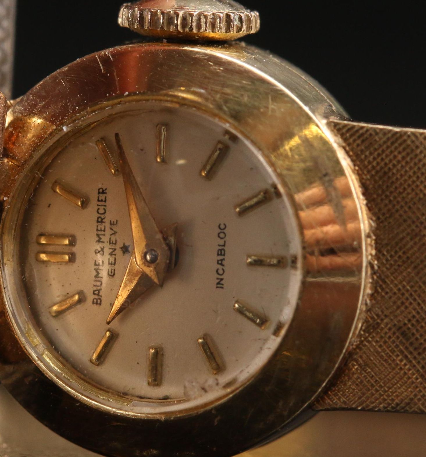 Baume & Mercier 14K Gold and Diamond Hinged Cover Stem Wind Watch