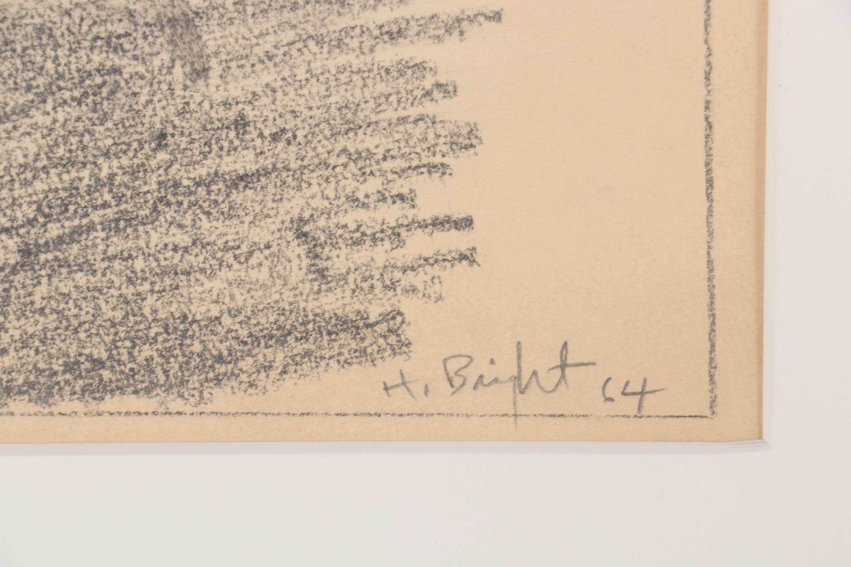 Harold Bright Abstract Graphite Drawing, 1964