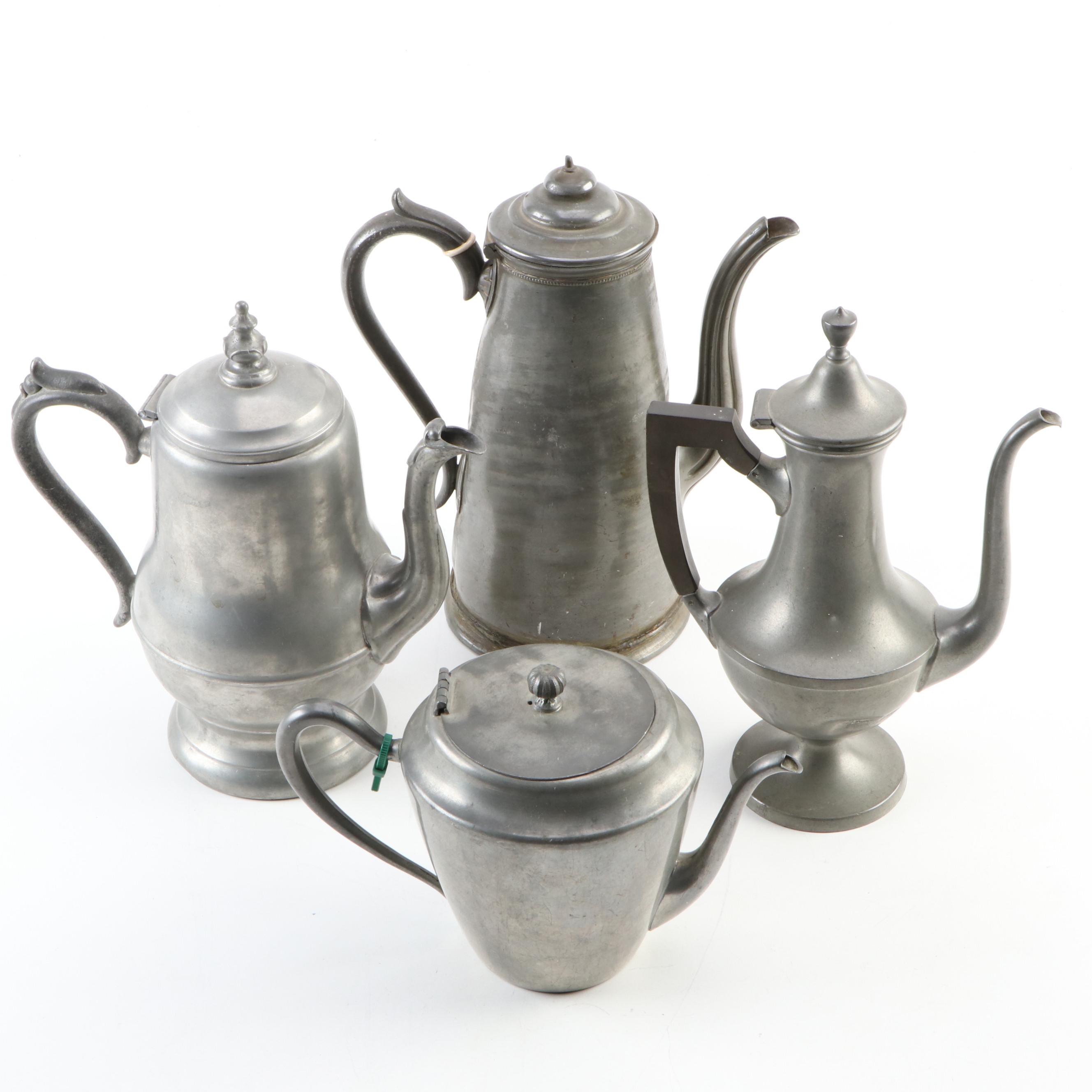 Shaw and Fisher Sheffield and Other Silver Plate and Pewter Tea and Coffee Pots