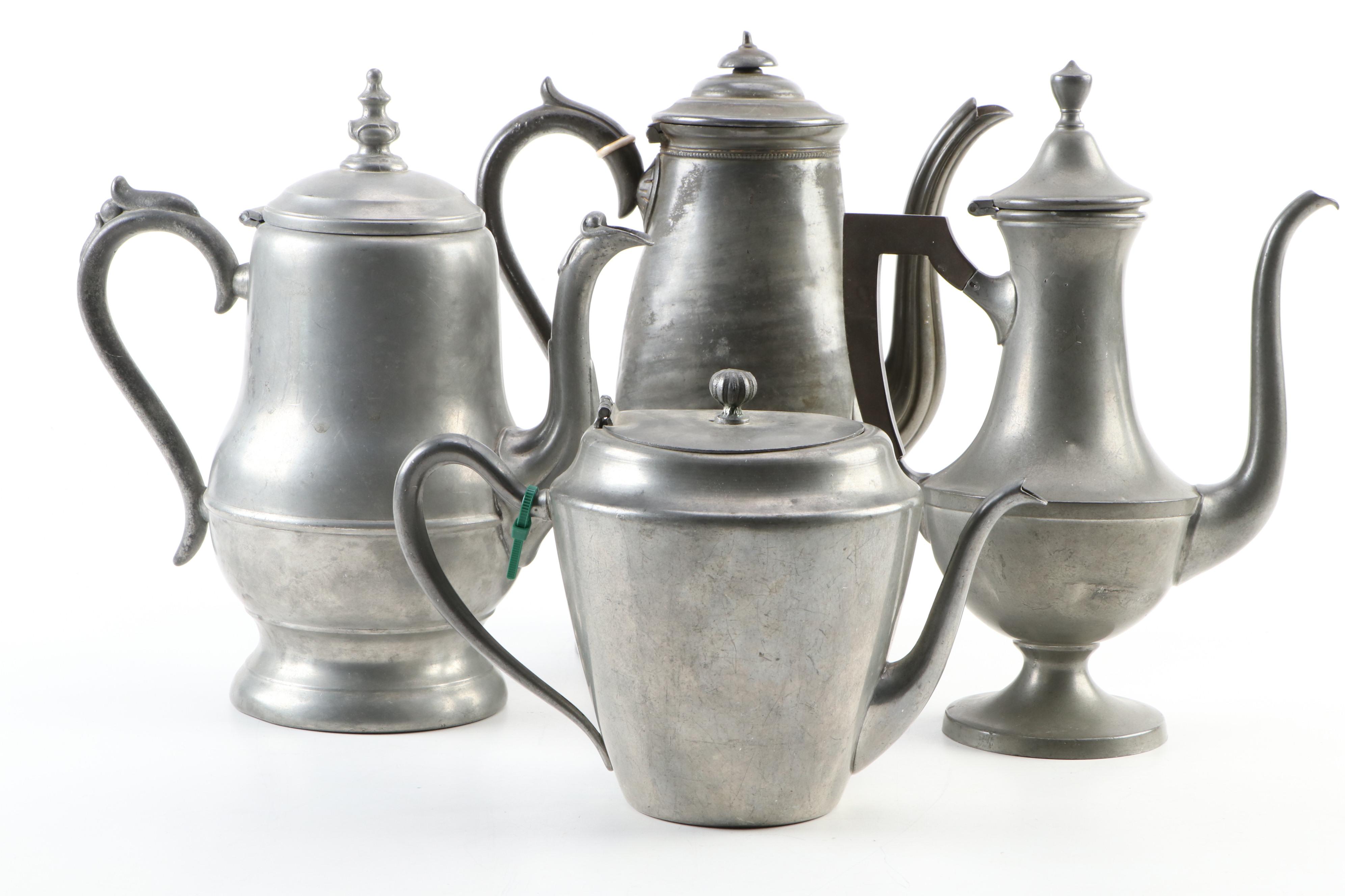 Shaw and Fisher Sheffield and Other Silver Plate and Pewter Tea and Coffee Pots