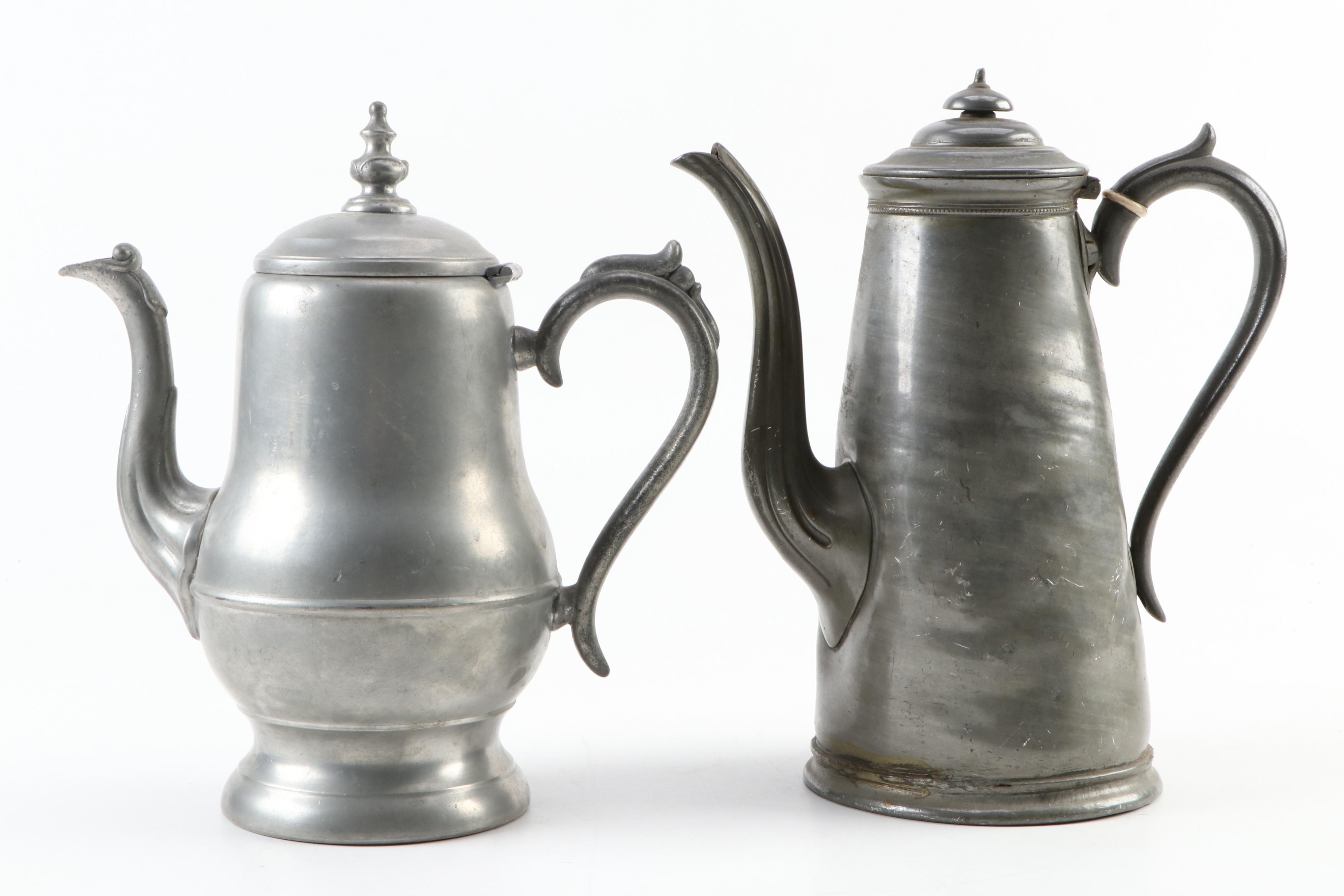 Shaw and Fisher Sheffield and Other Silver Plate and Pewter Tea and Coffee Pots
