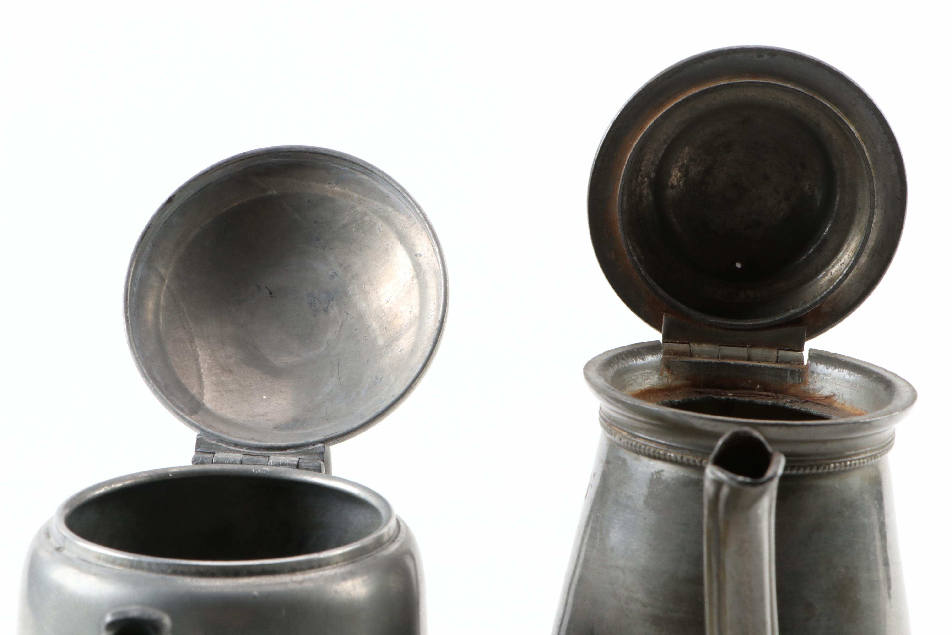 Shaw and Fisher Sheffield and Other Silver Plate and Pewter Tea and Coffee Pots