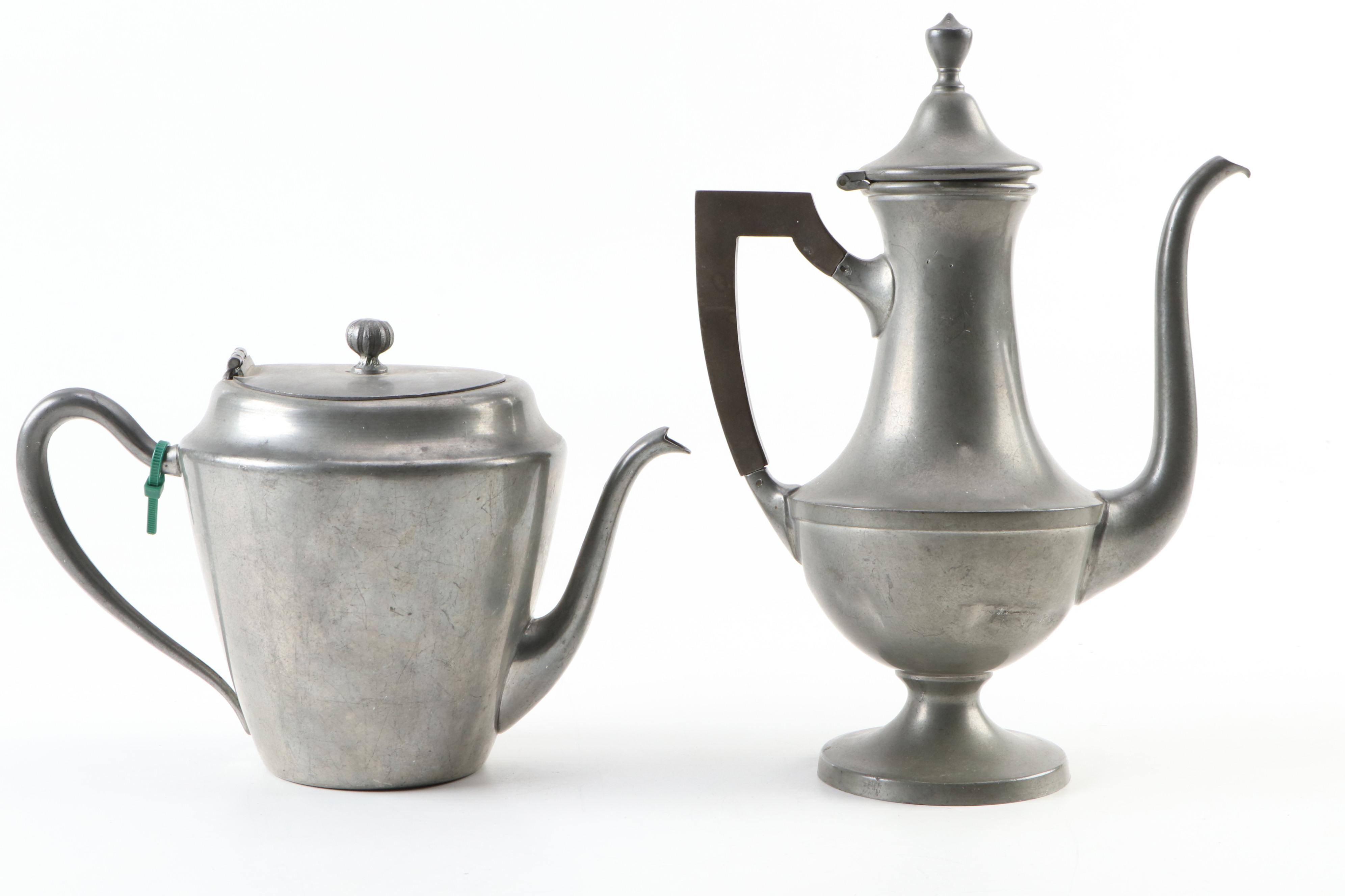 Shaw and Fisher Sheffield and Other Silver Plate and Pewter Tea and Coffee Pots