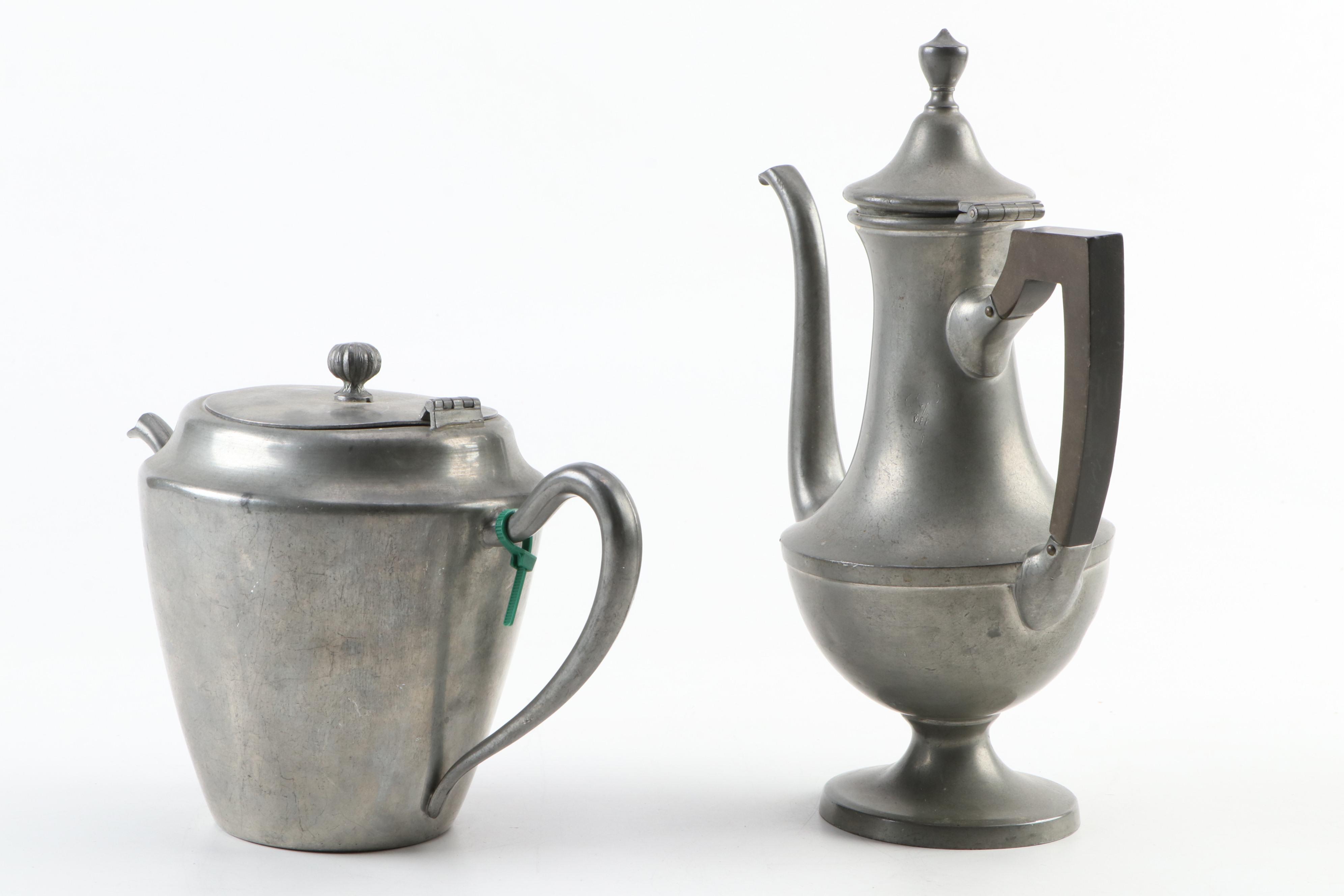 Shaw and Fisher Sheffield and Other Silver Plate and Pewter Tea and Coffee Pots