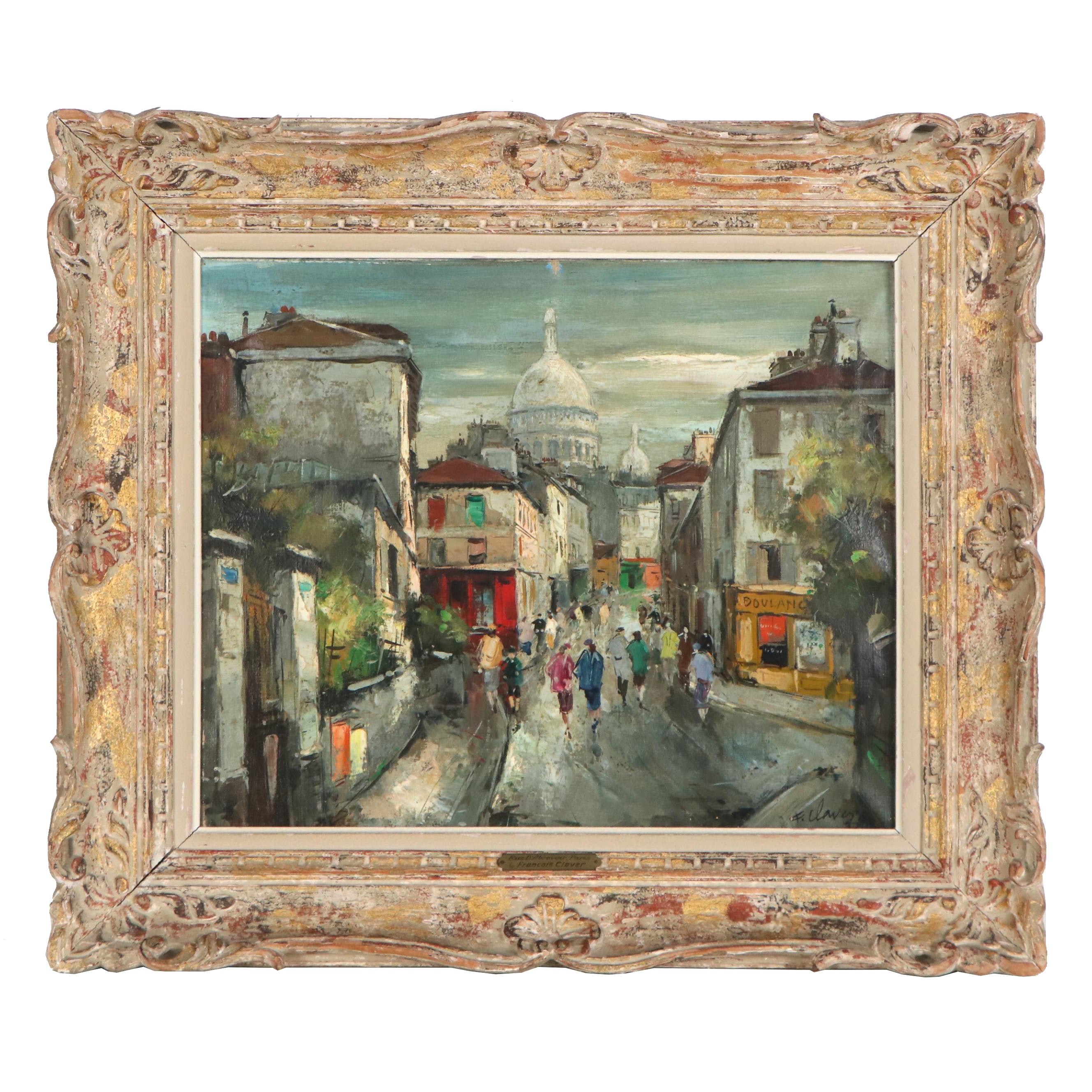 Fernand Claver Impressionistic Oil Painting "Rue D'Abrevou, Paris"