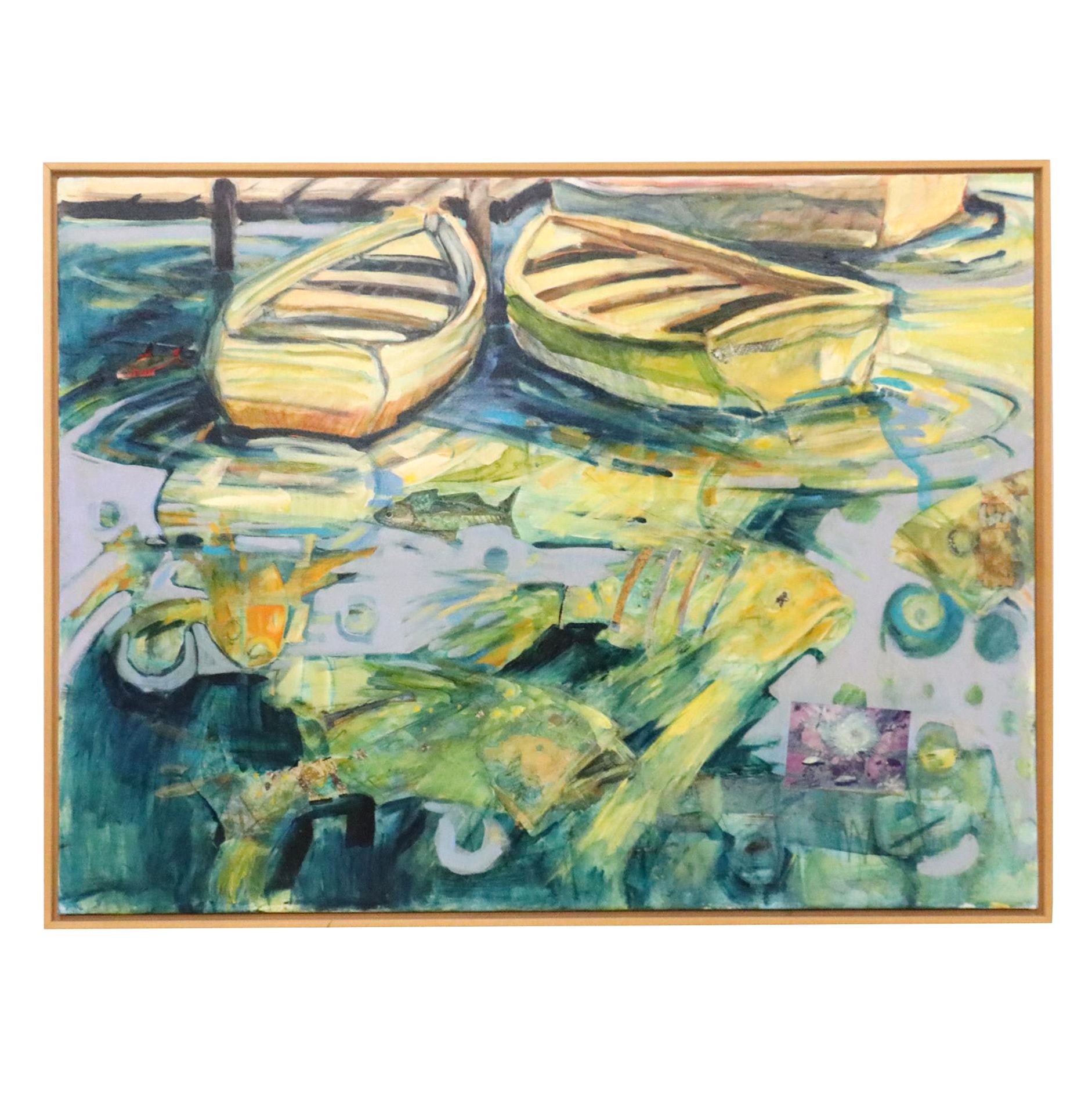 Pat Odom Mixed Media Painting "Illusions," Late 20th Century