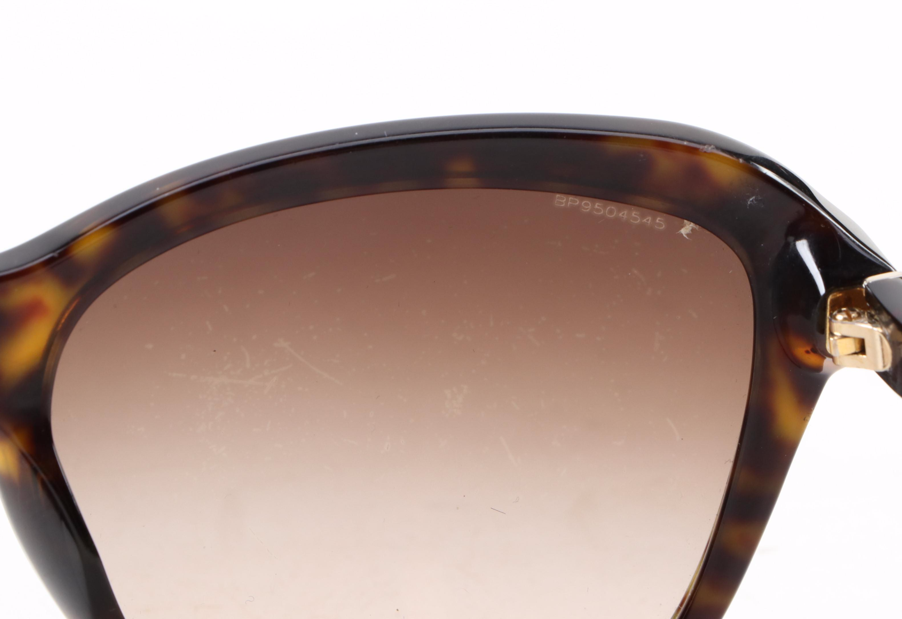 Prada SPR 24N Brown Havana Modified Cat Eye Sunglasses with Box