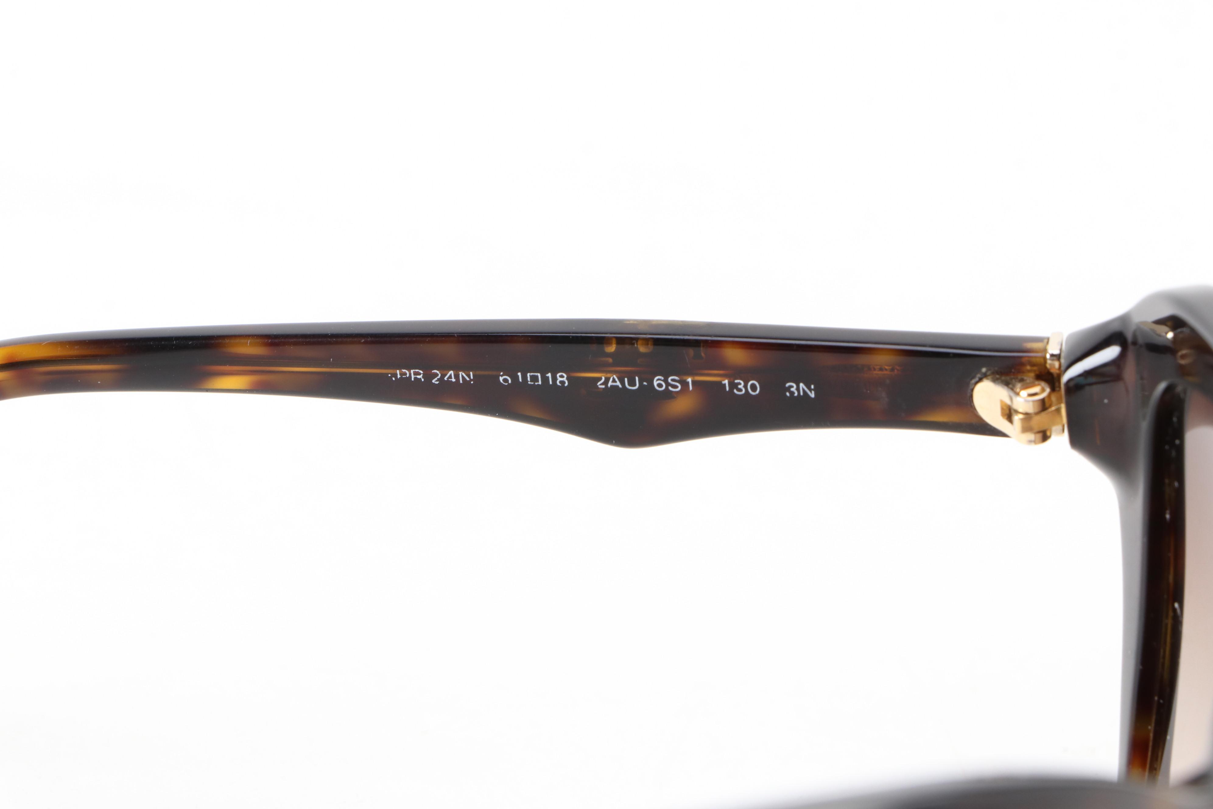 Prada SPR 24N Brown Havana Modified Cat Eye Sunglasses with Box