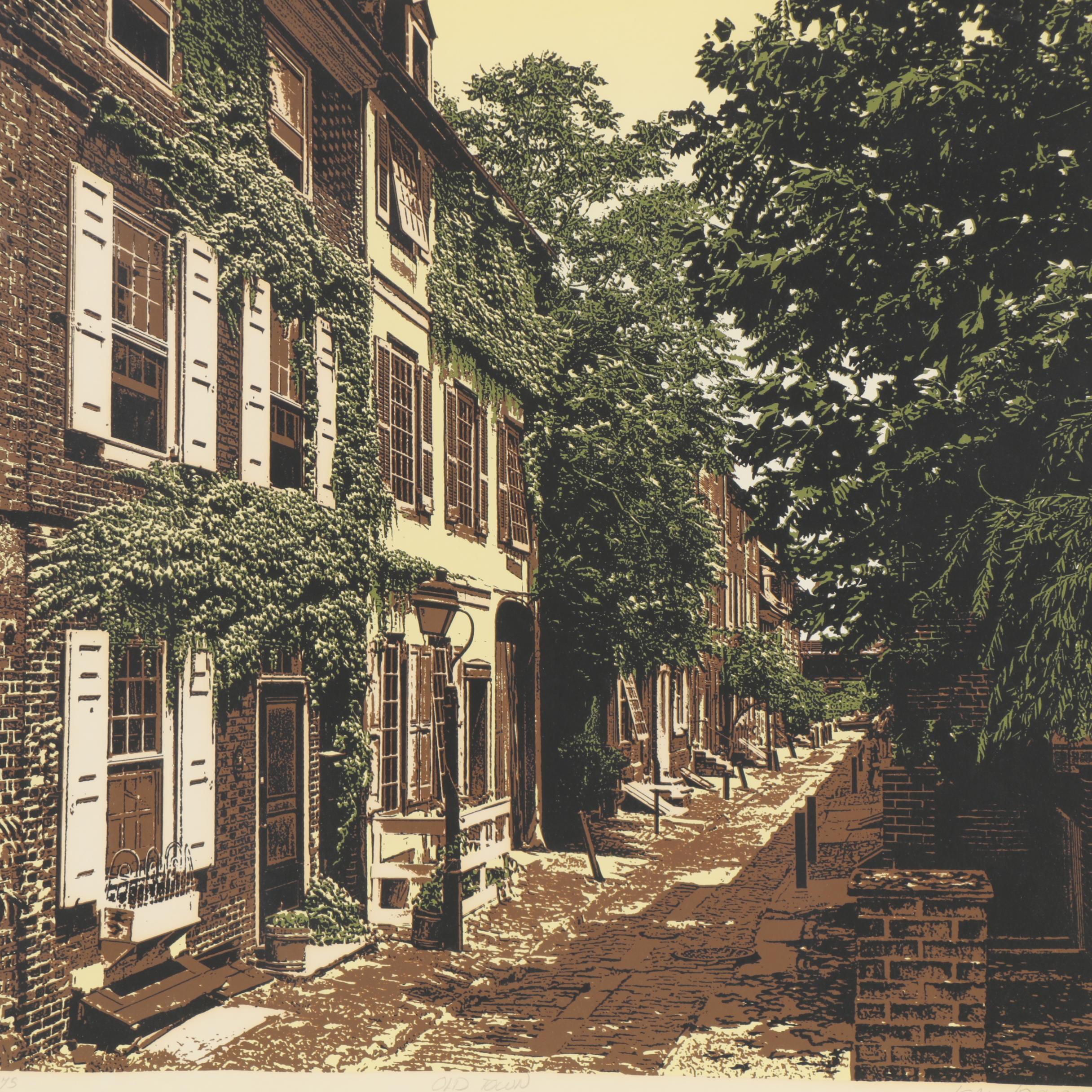 L. Sacco and R. Ehrlich Serigraph "Old Town," Late 20th Century