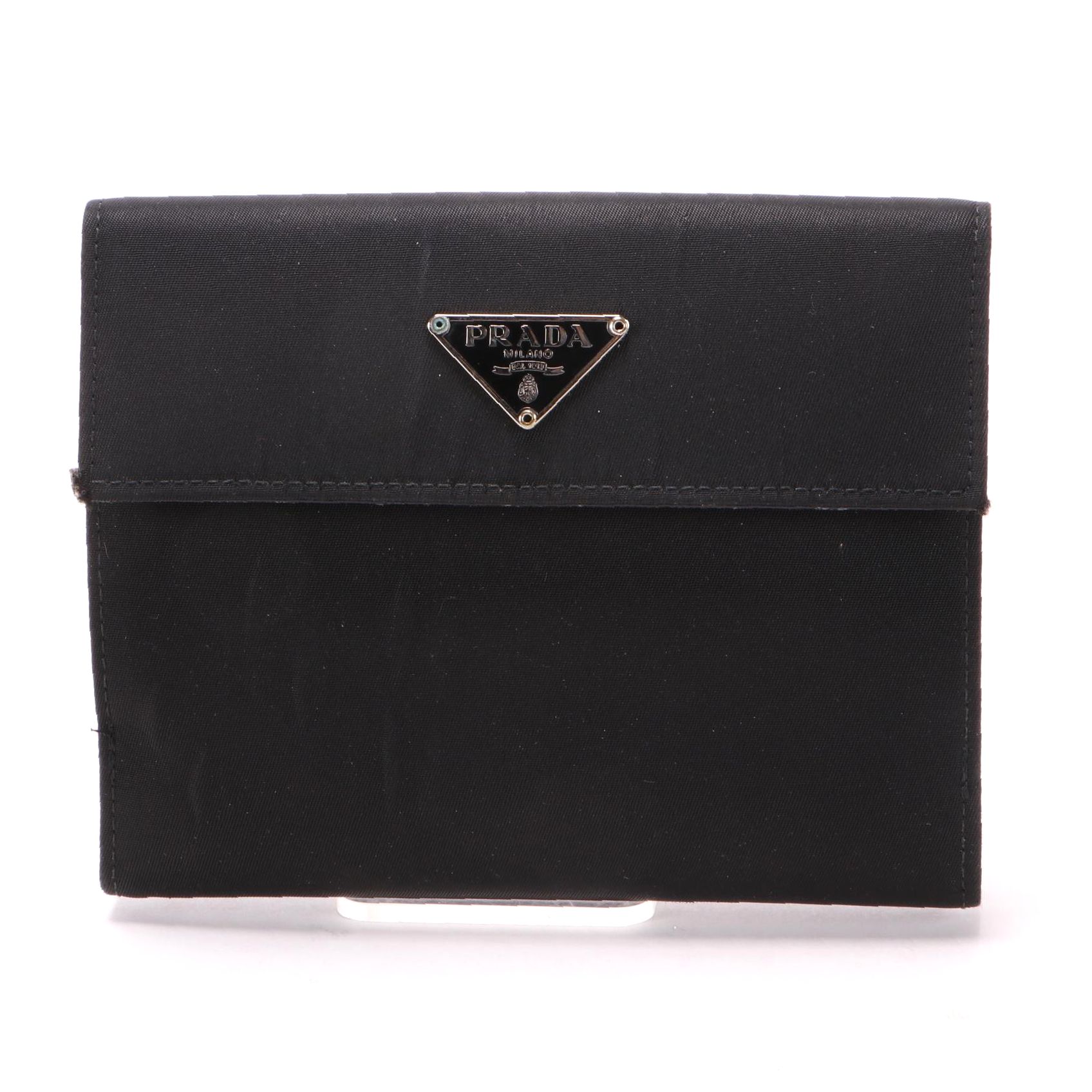 Prada Bifold Wallet in Black Tessuto Nylon and Saffiano Leather