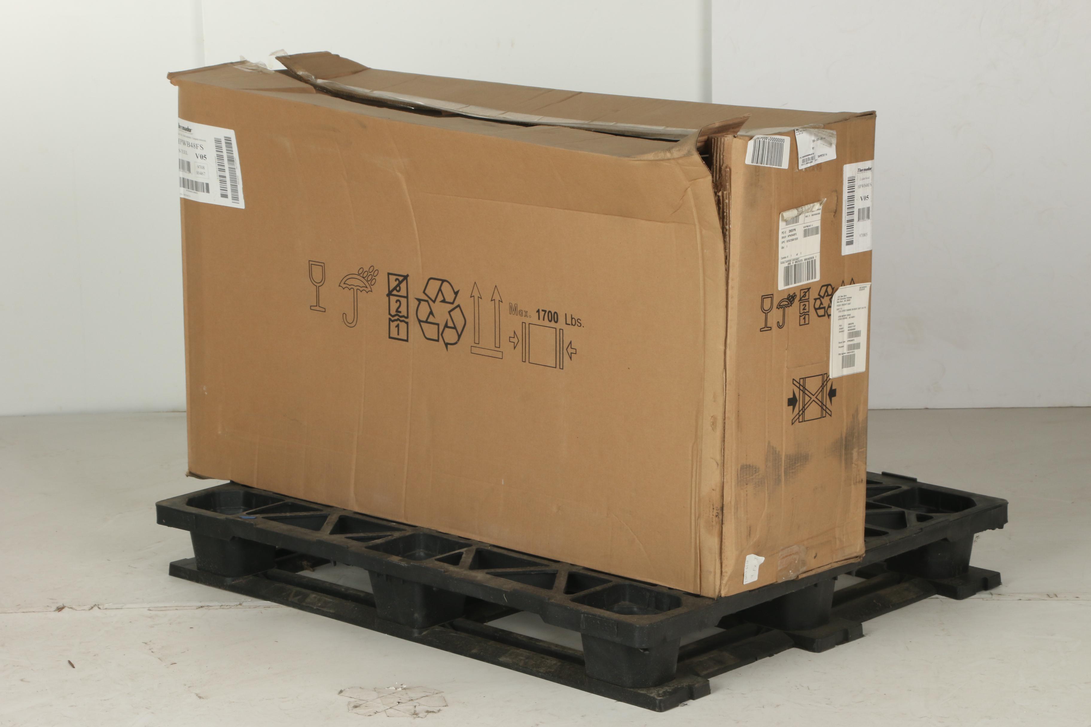 Thermador 48" Professional Traditional Stainless Steel Wall Hood in Packaging