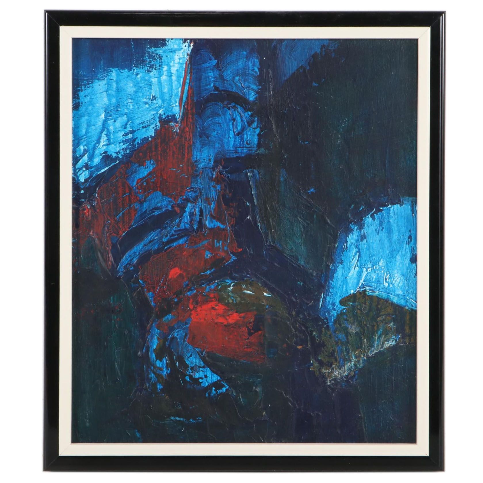 Roscoe E. Wallace Abstract Expressionist Style Oil Painting