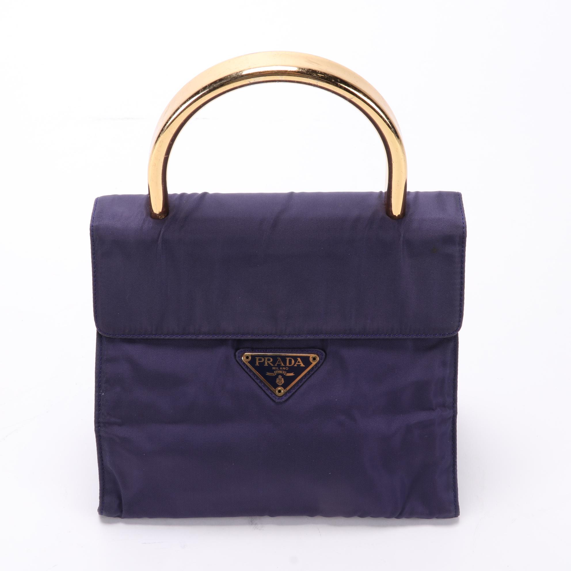 Prada Top Handle Bag in Indigo Blue Tessuto Nylon