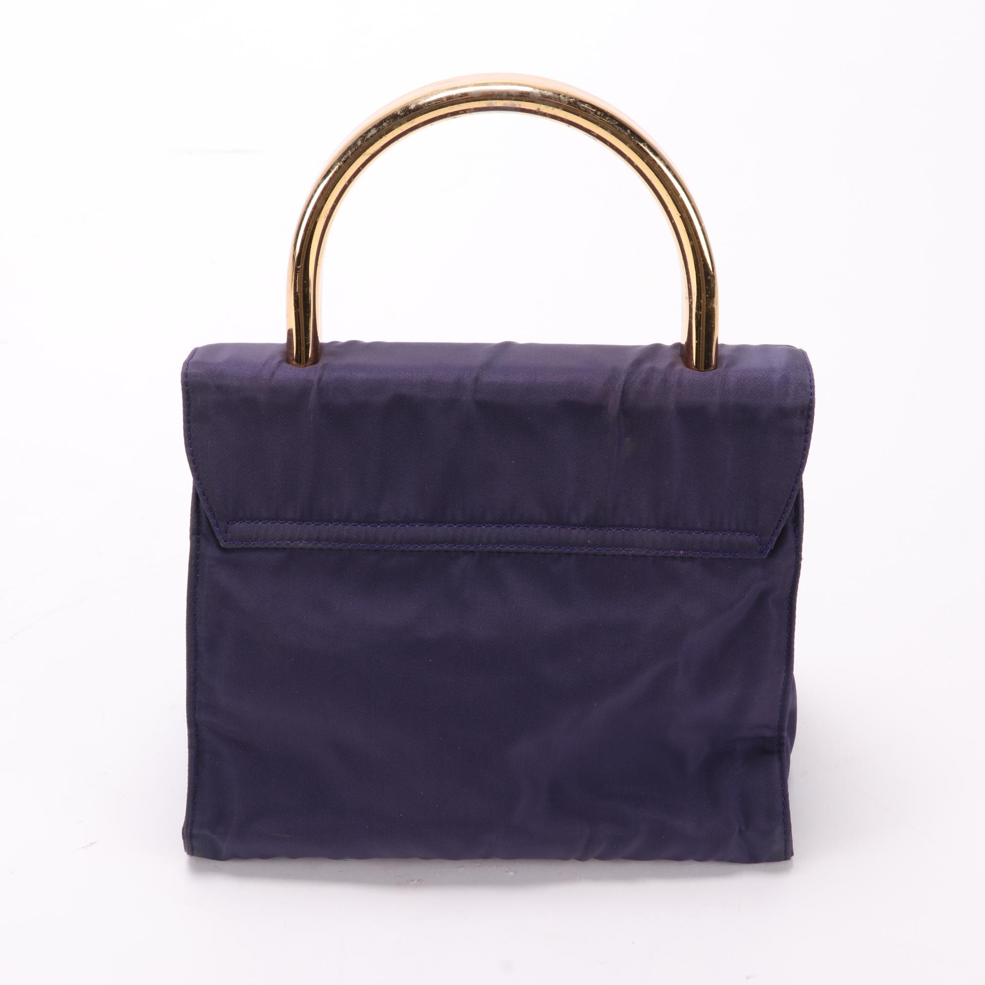Prada Top Handle Bag in Indigo Blue Tessuto Nylon