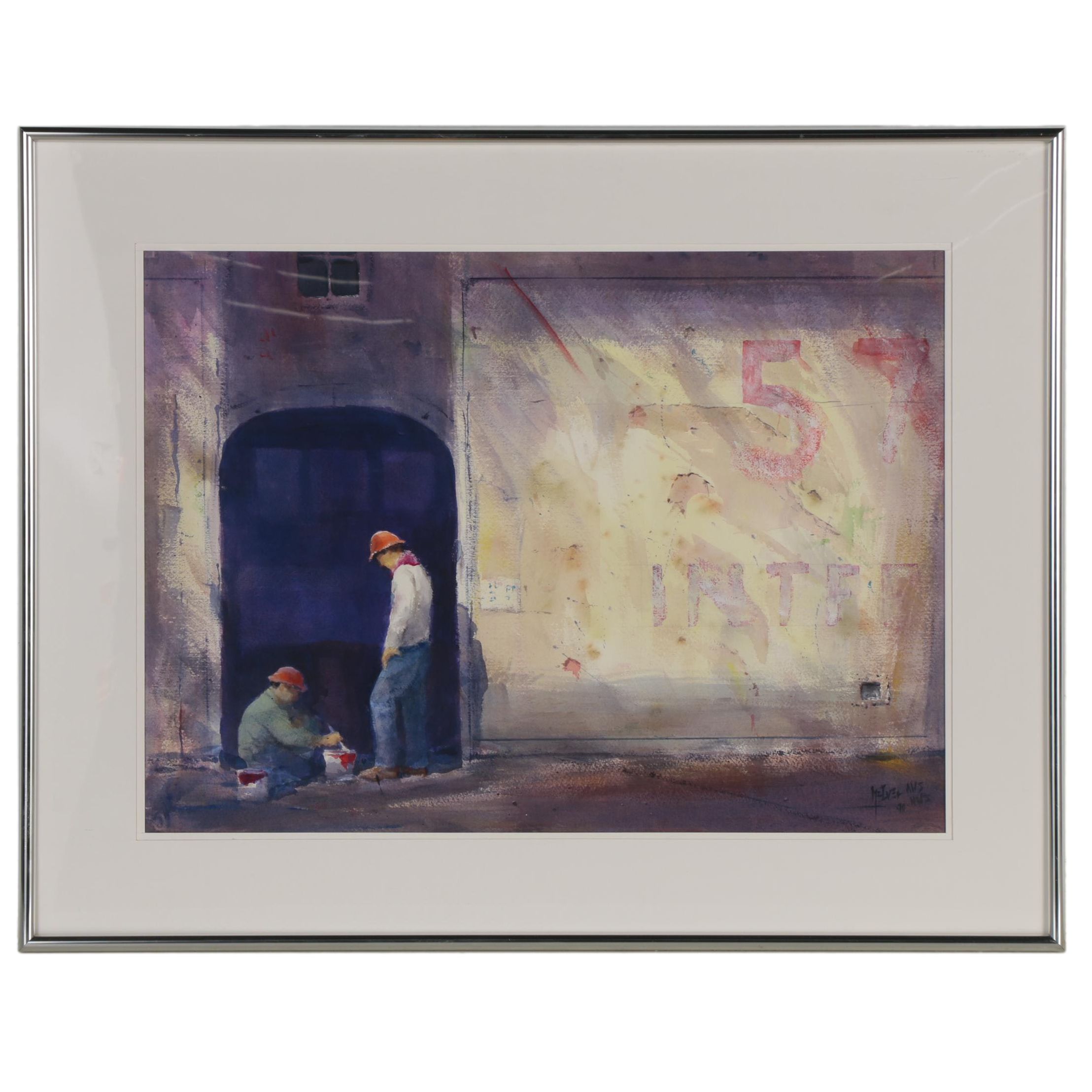 John McIver Watercolor Painting "Paint Crew," 1990