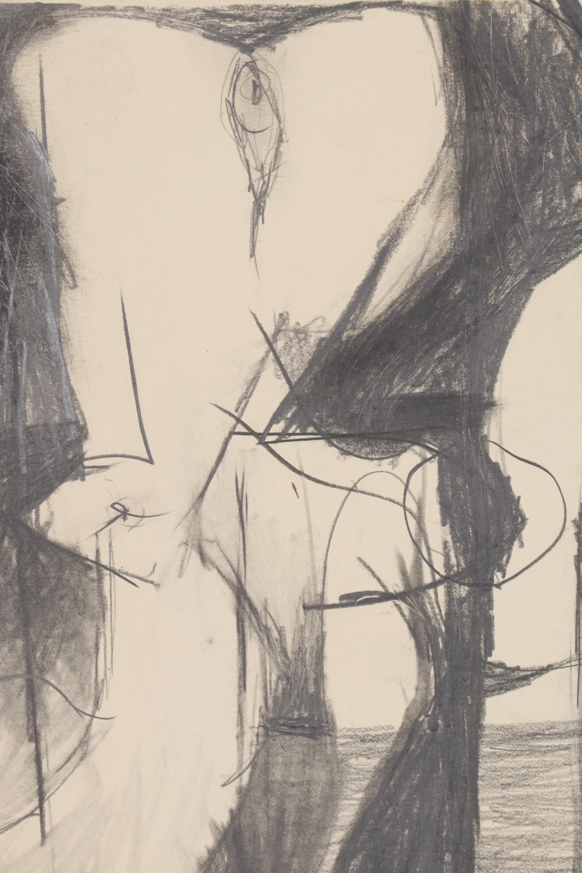 Harold Bright Abstract Graphite Drawing, 1963