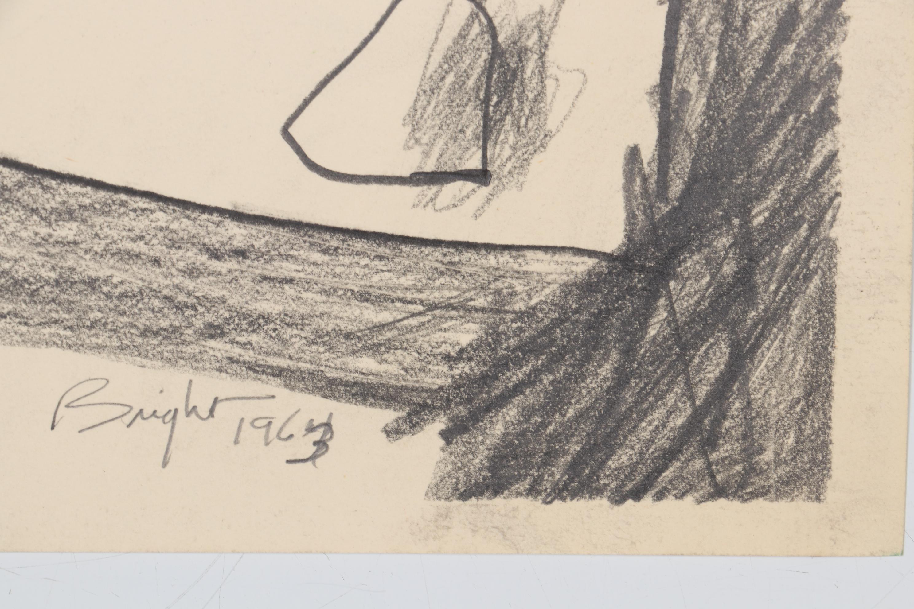 Harold Bright Abstract Graphite Drawing, 1963