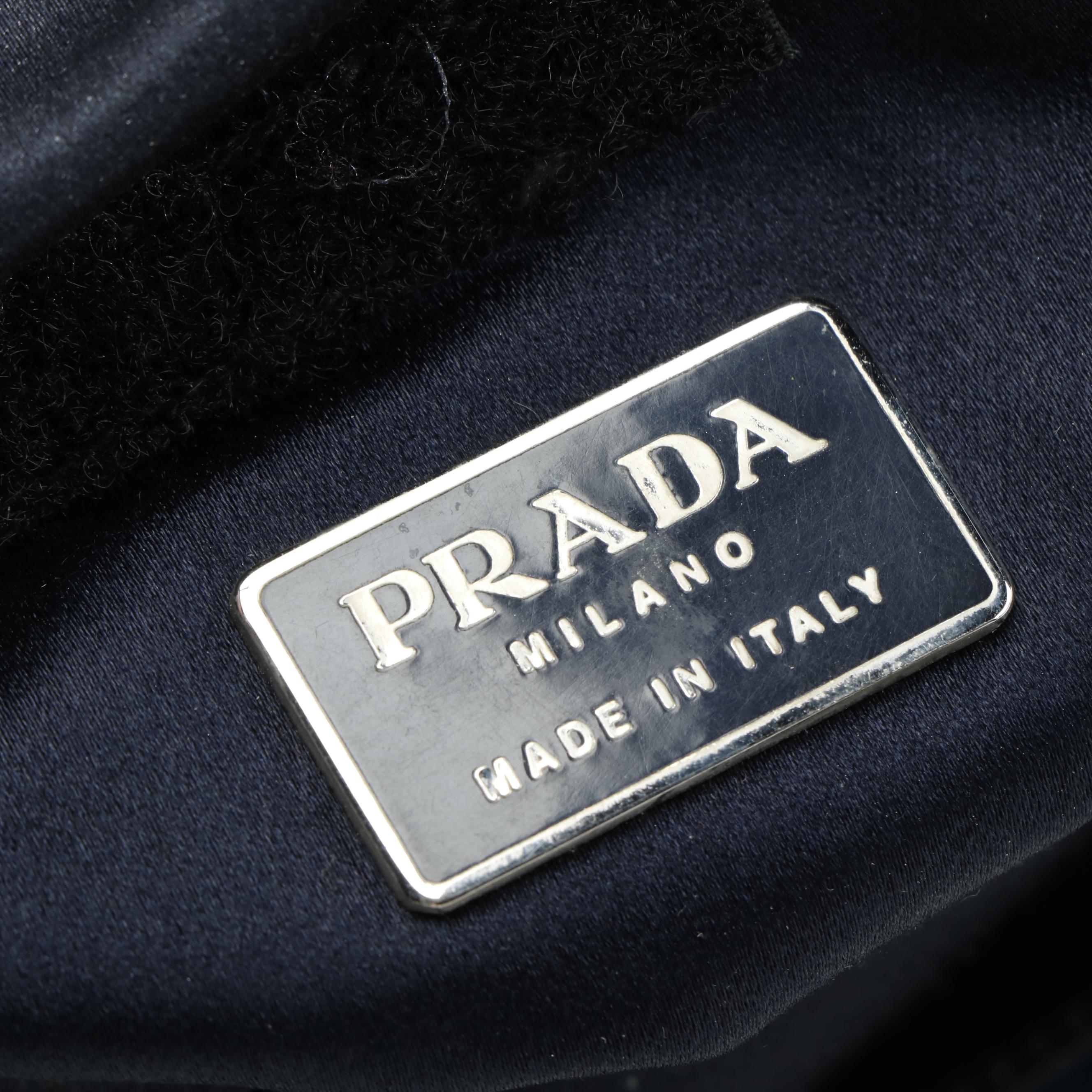 Modified Prada Black Leather Tote Bag with Metallic Handles