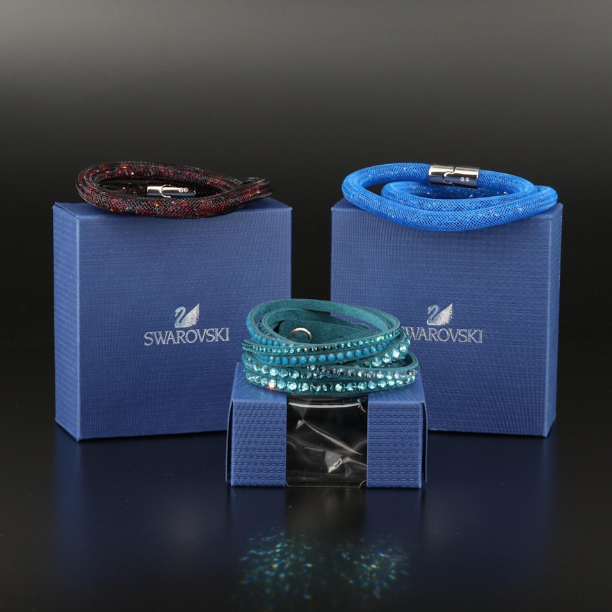 Swarovski "Stardust" and Suede Wrap Bracelets