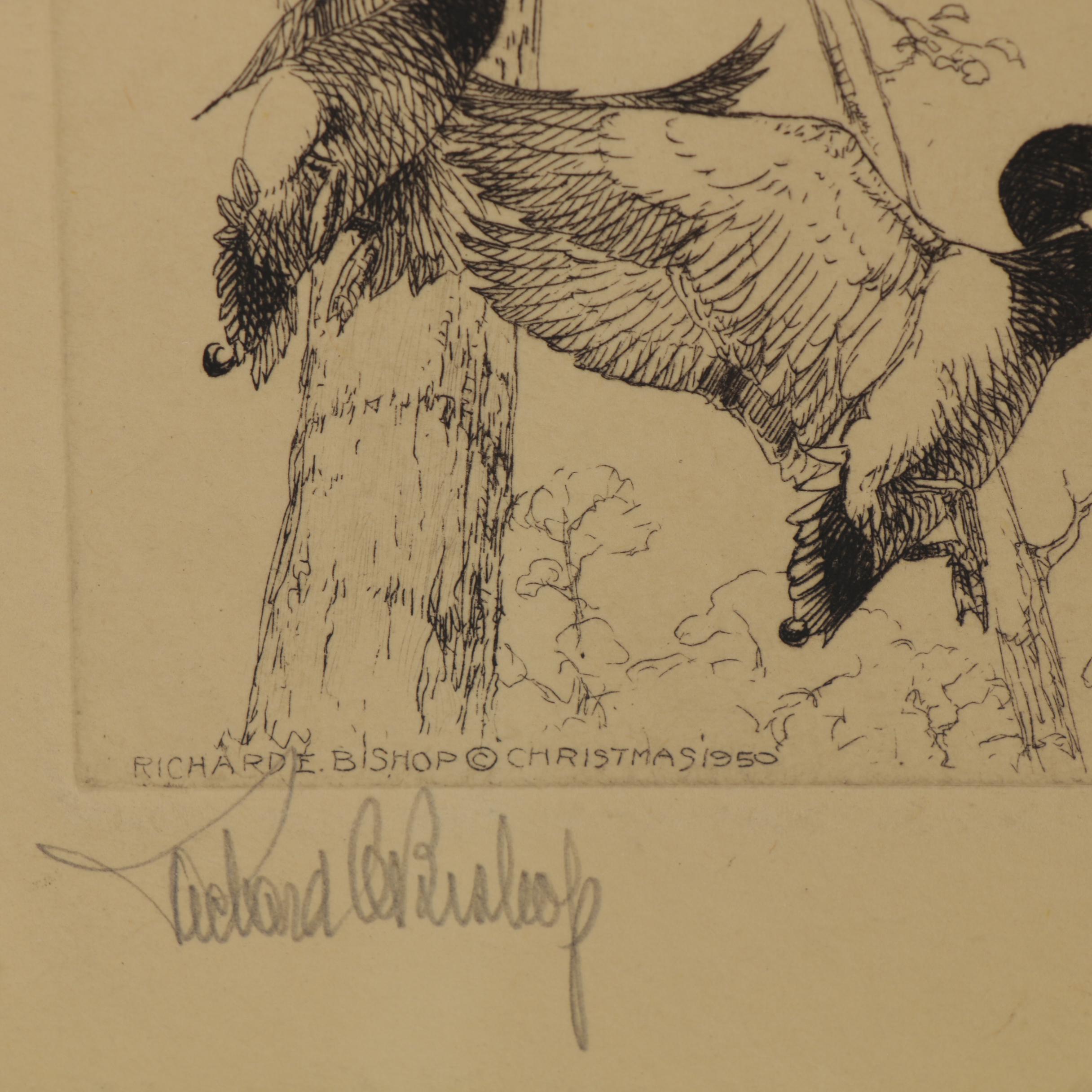 Frank Weston Benson and Richard E. Bishop Duck Etchings, Early 20th Century