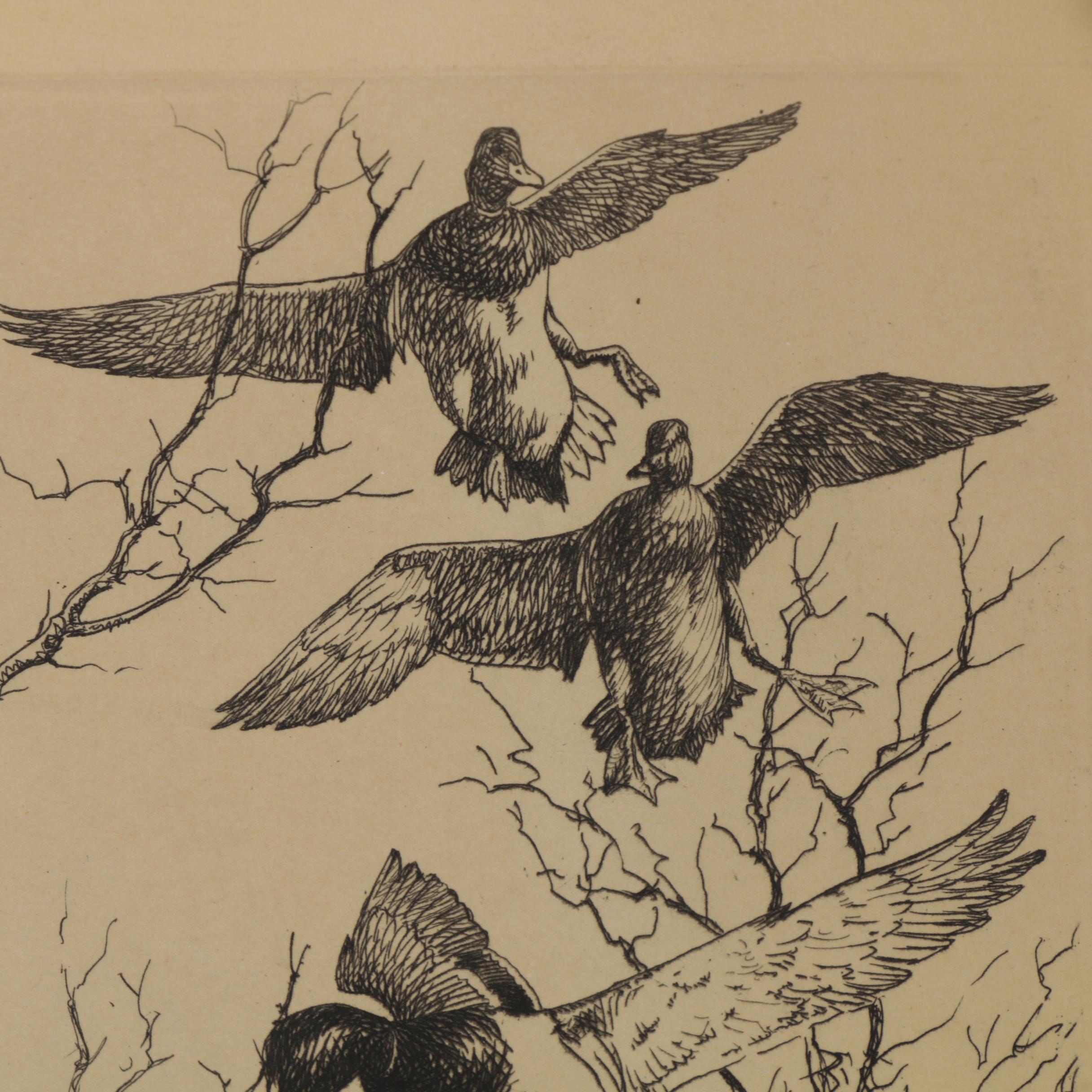 Frank Weston Benson and Richard E. Bishop Duck Etchings, Early 20th Century