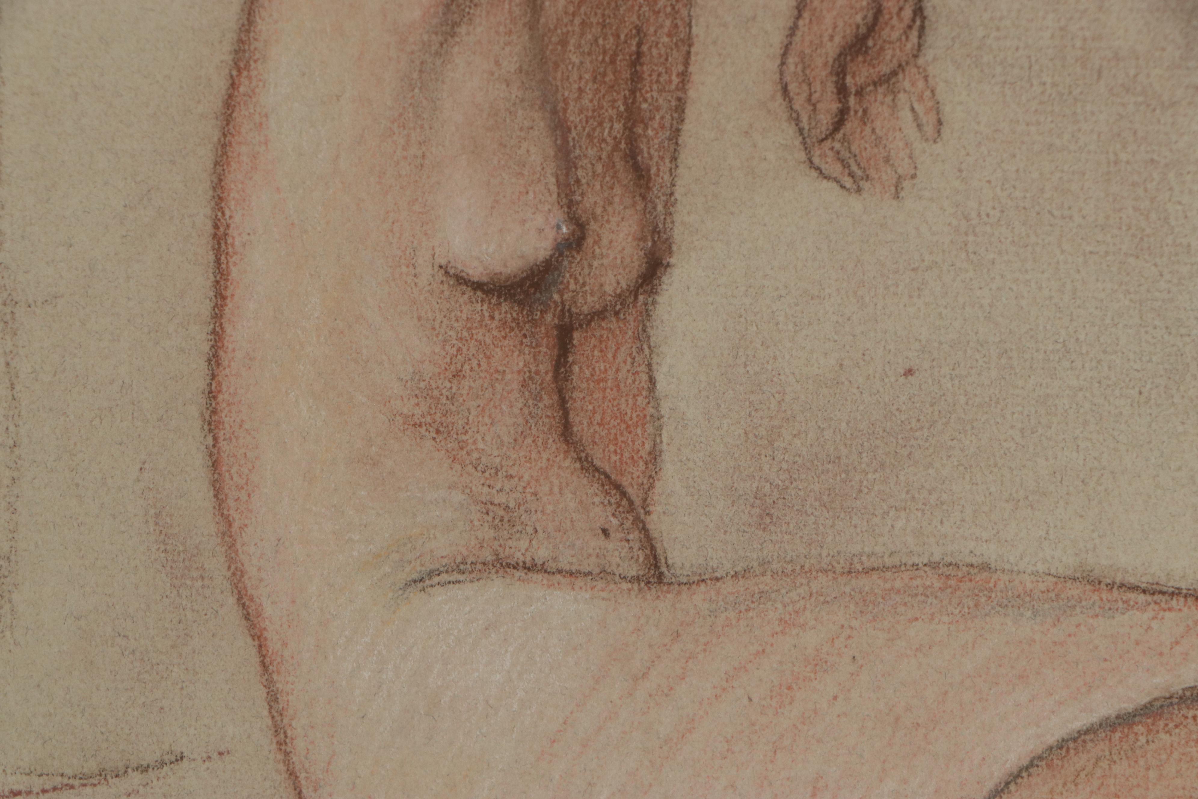 Frank Duveneck Pastel Drawing of Nude Figure, circa 1915