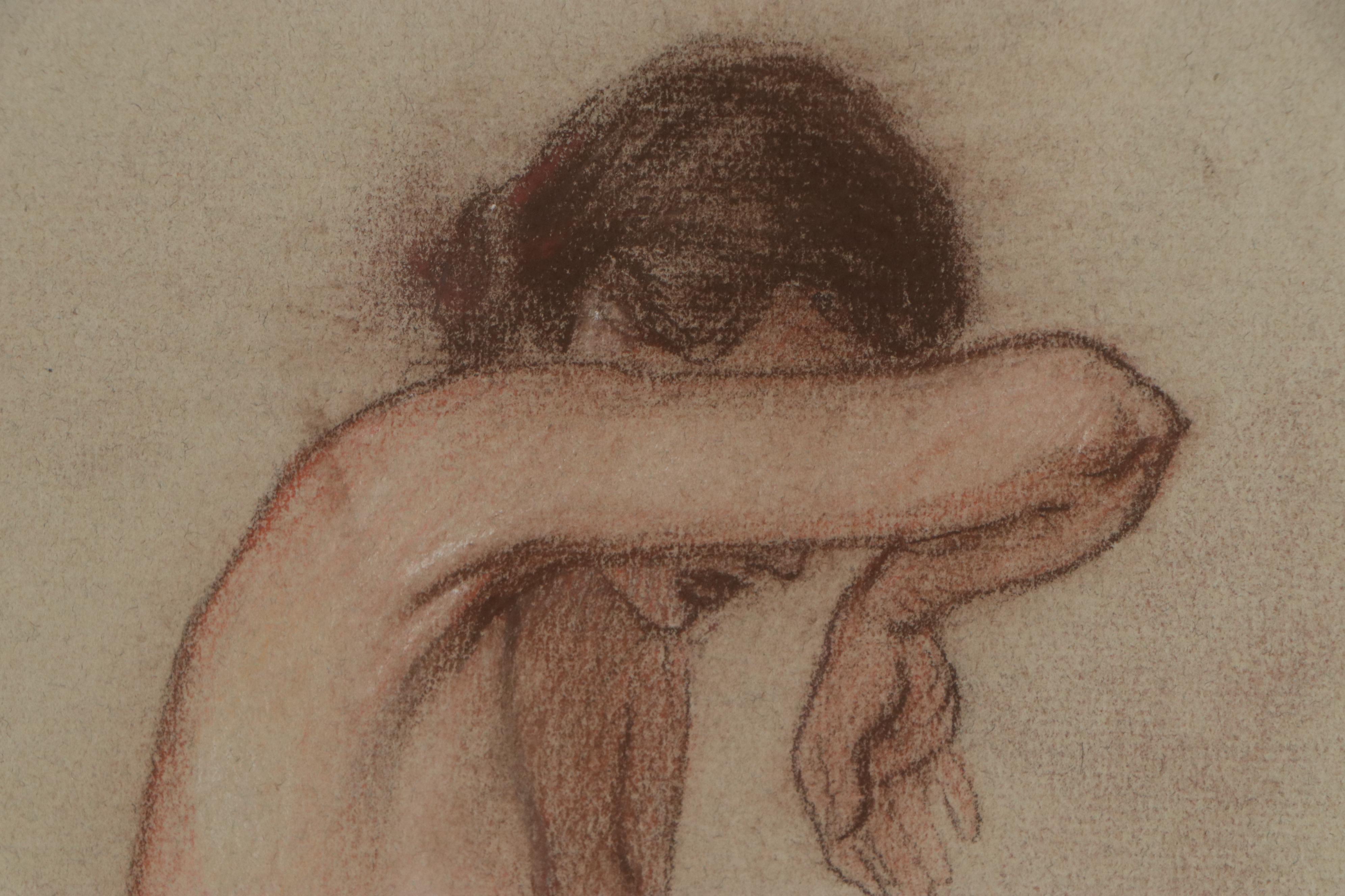 Frank Duveneck Pastel Drawing of Nude Figure, circa 1915