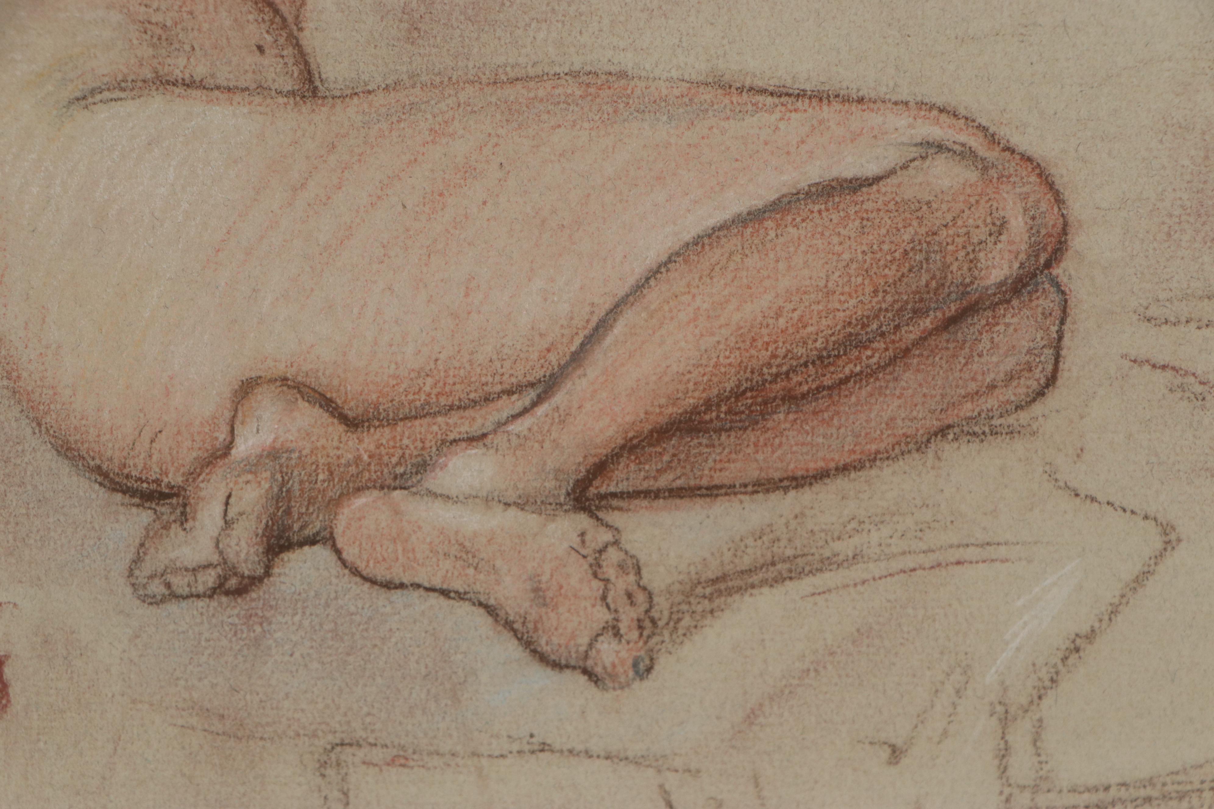 Frank Duveneck Pastel Drawing of Nude Figure, circa 1915