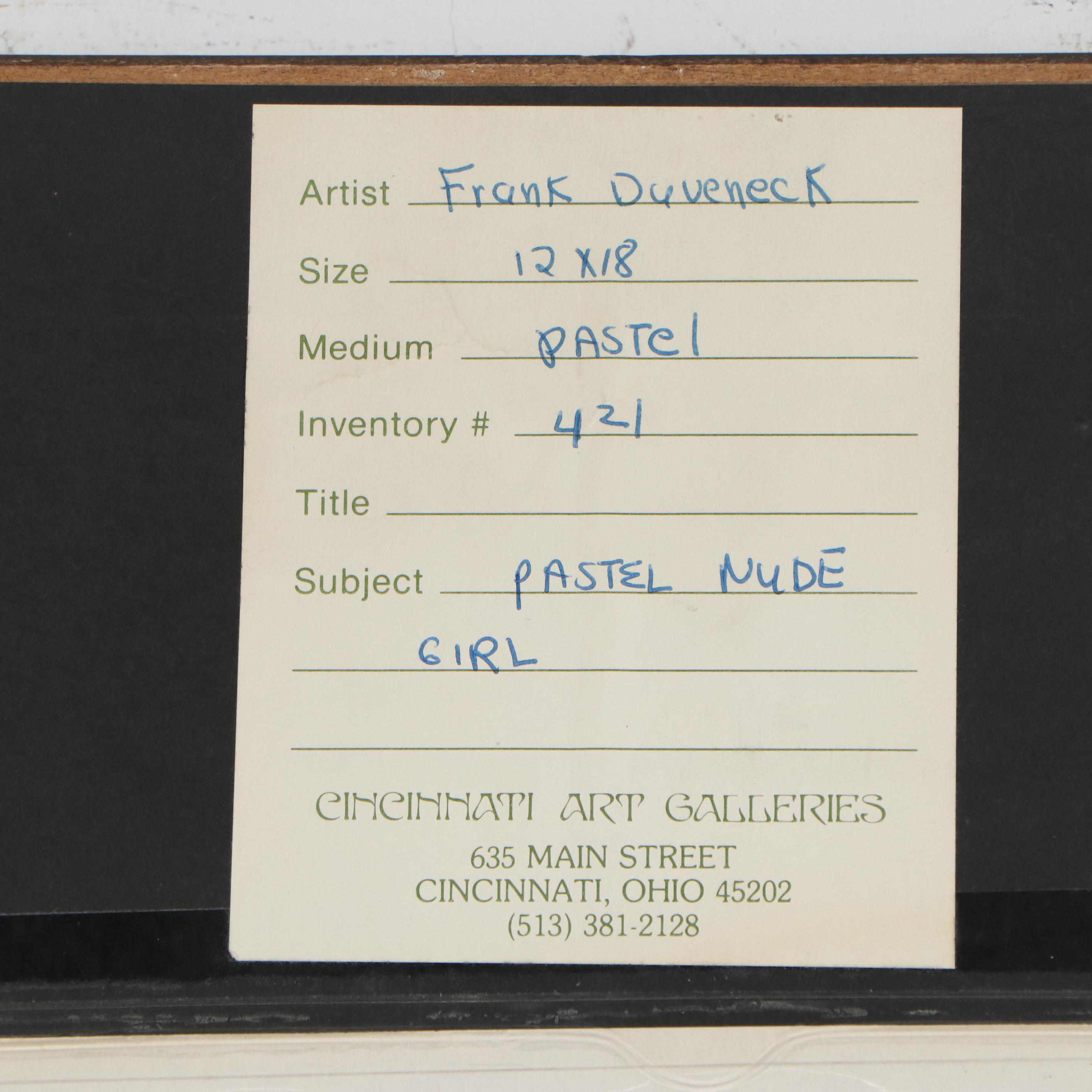 Frank Duveneck Pastel Drawing of Nude Figure, circa 1915