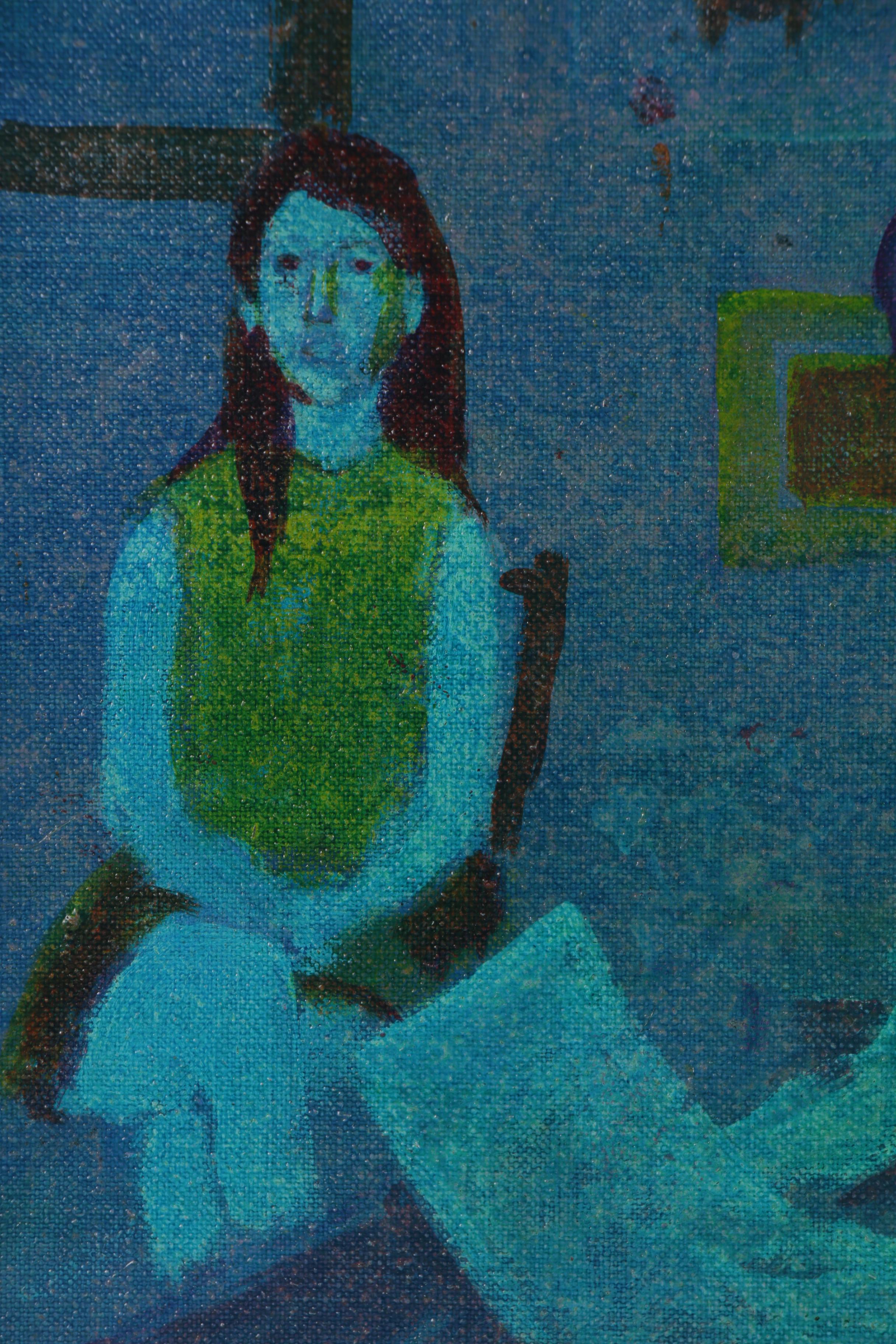 Figural Oil Painting Attributed to Gustav Likan, Mid-20th Century