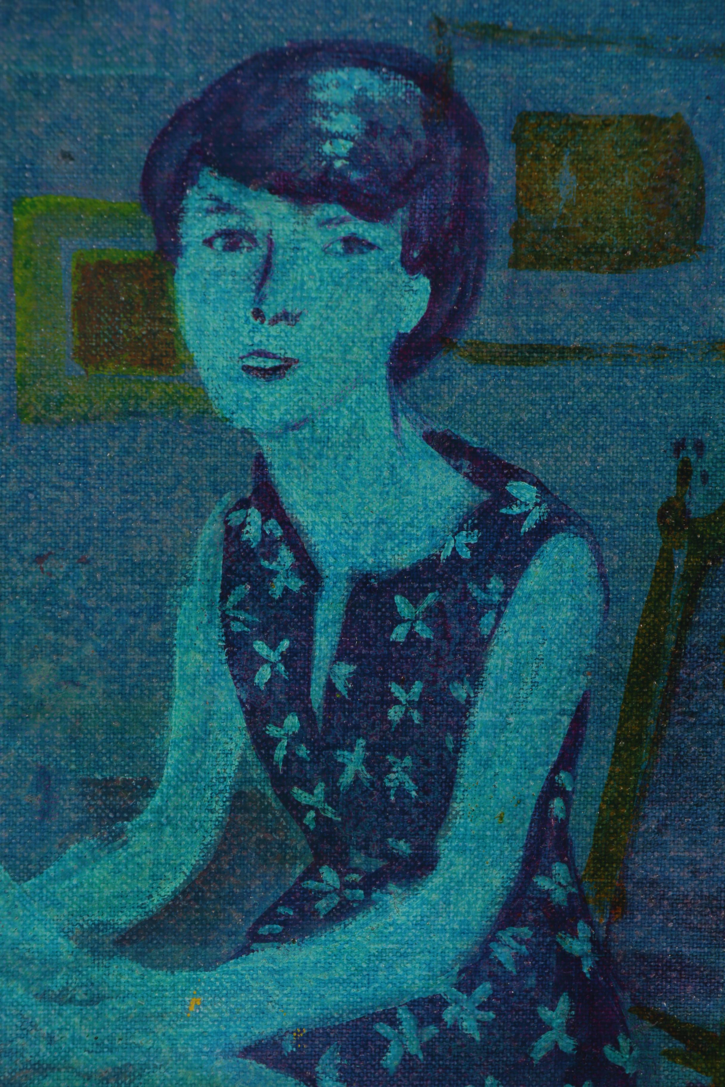 Figural Oil Painting Attributed to Gustav Likan, Mid-20th Century