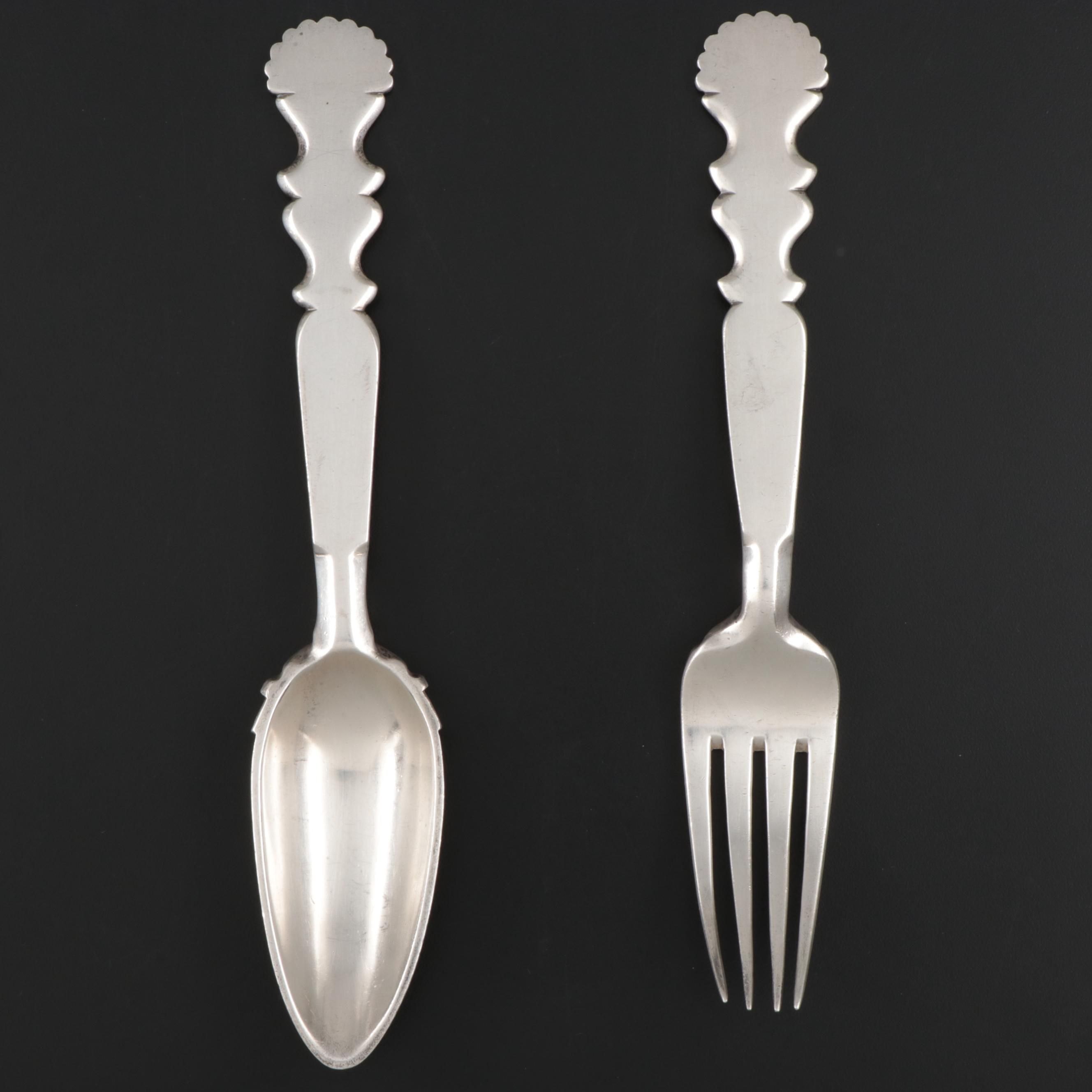 Sanborns Mexican Sterling Silver Salad Serving Set, Mid-20th C.
