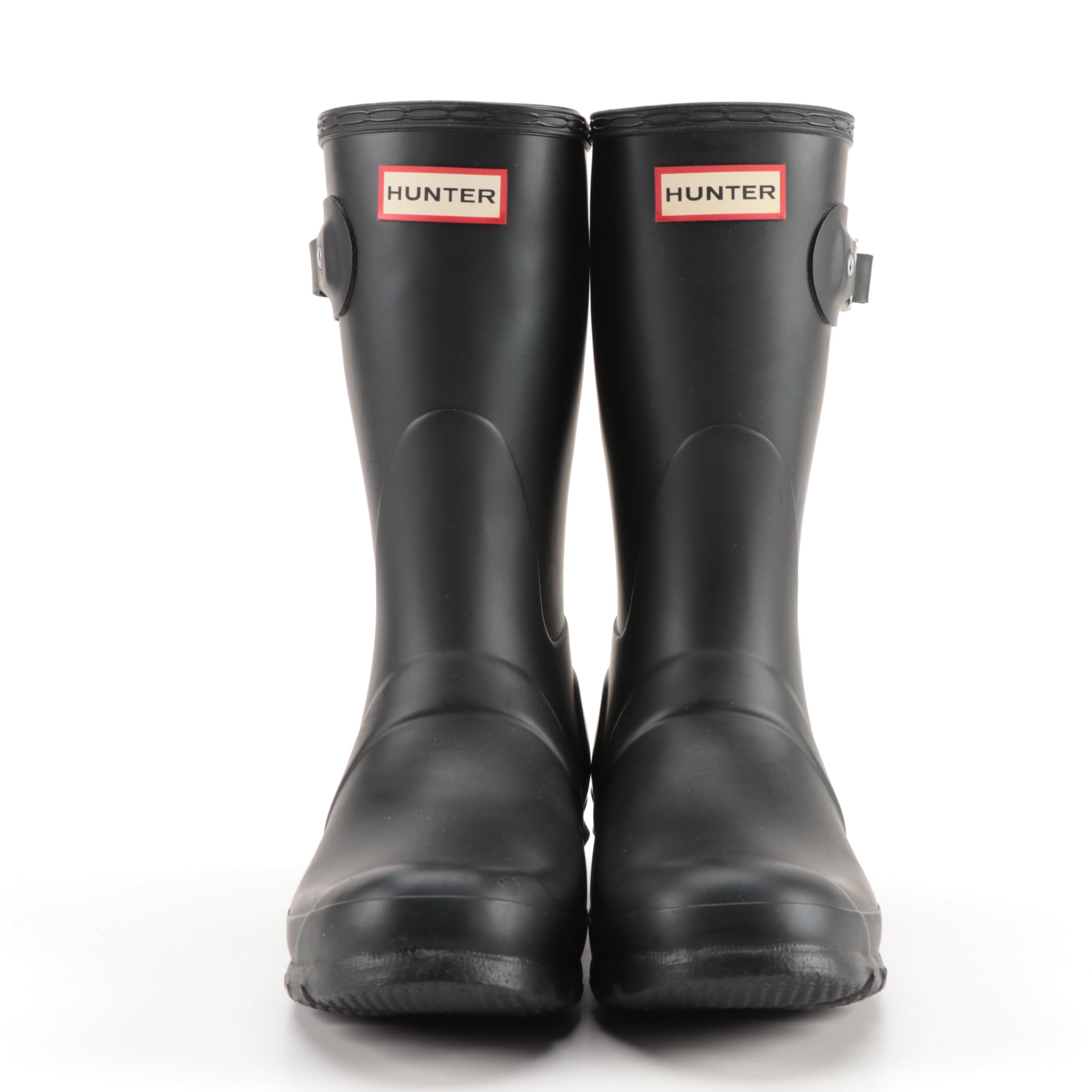 Hunter Original Short Rain Boots in Matte Black with Box, Size 8