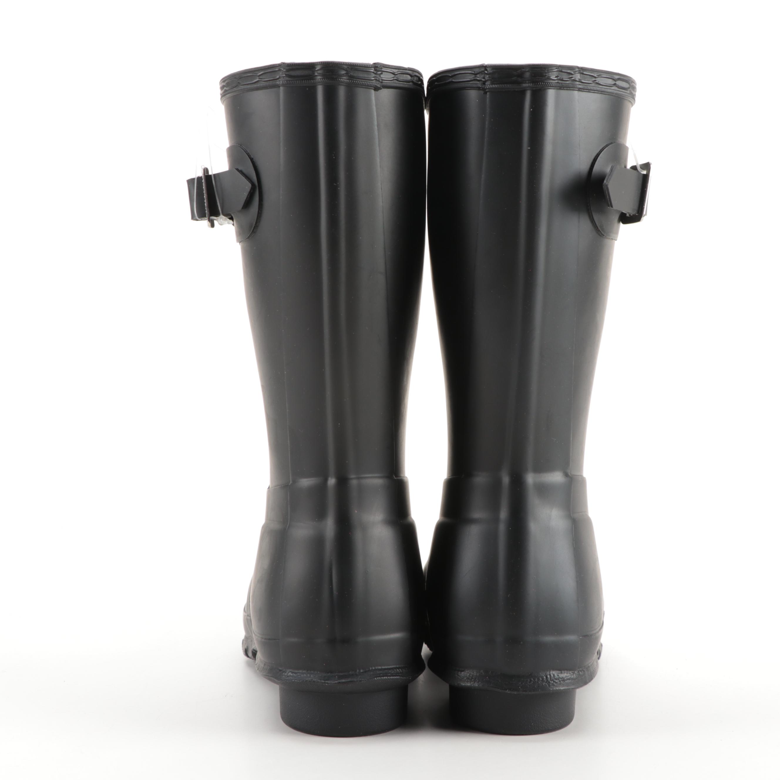 Hunter Original Short Rain Boots in Matte Black with Box, Size 8