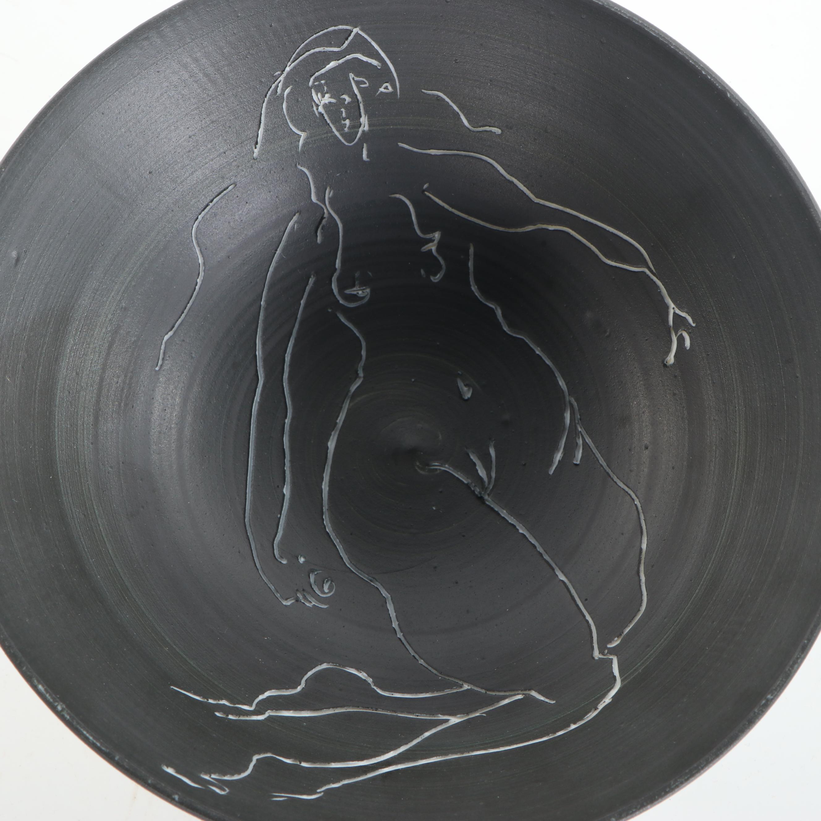 Edward Eberle Porcelain Sgraffito Bowl "Figure Redux #1," 2001