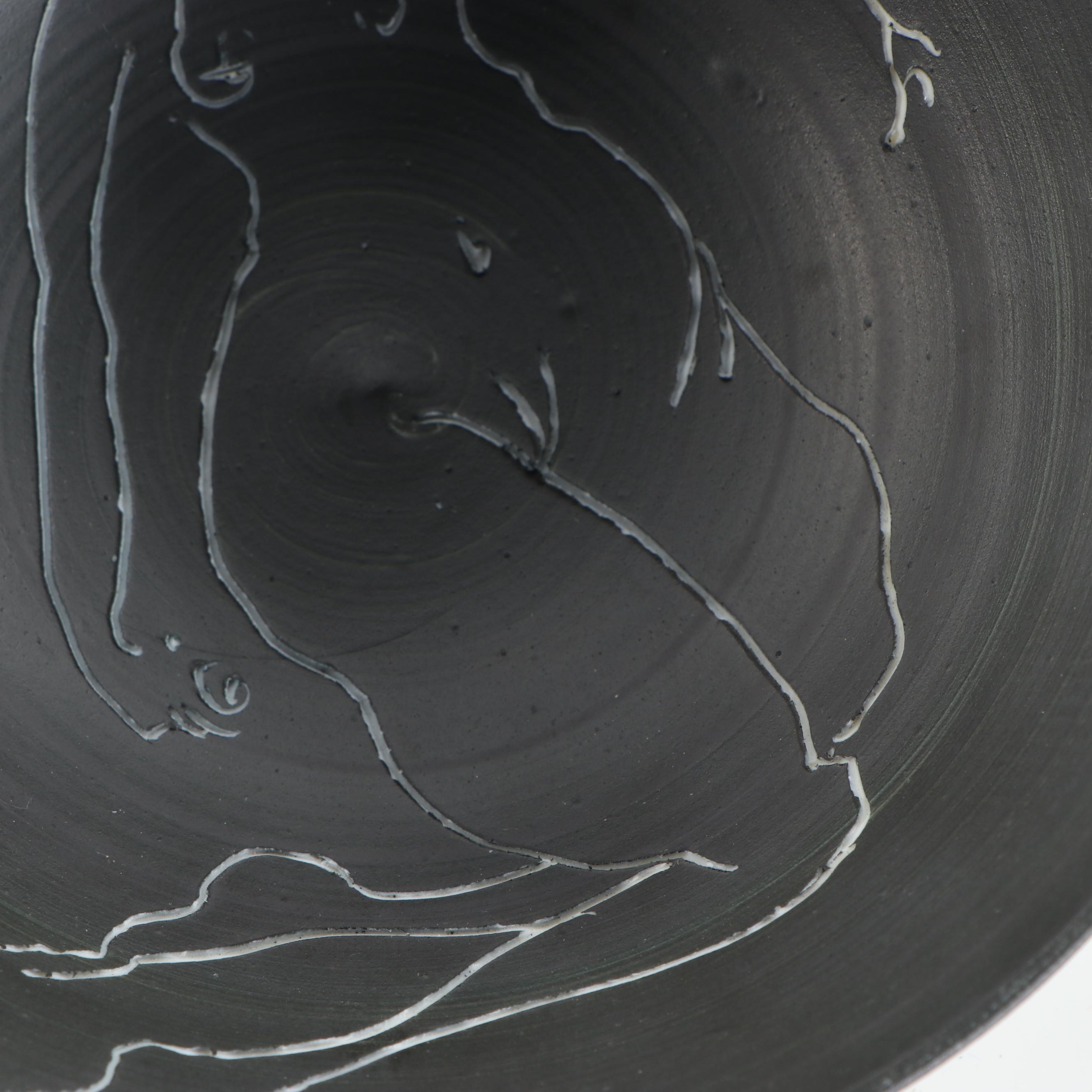 Edward Eberle Porcelain Sgraffito Bowl "Figure Redux #1," 2001