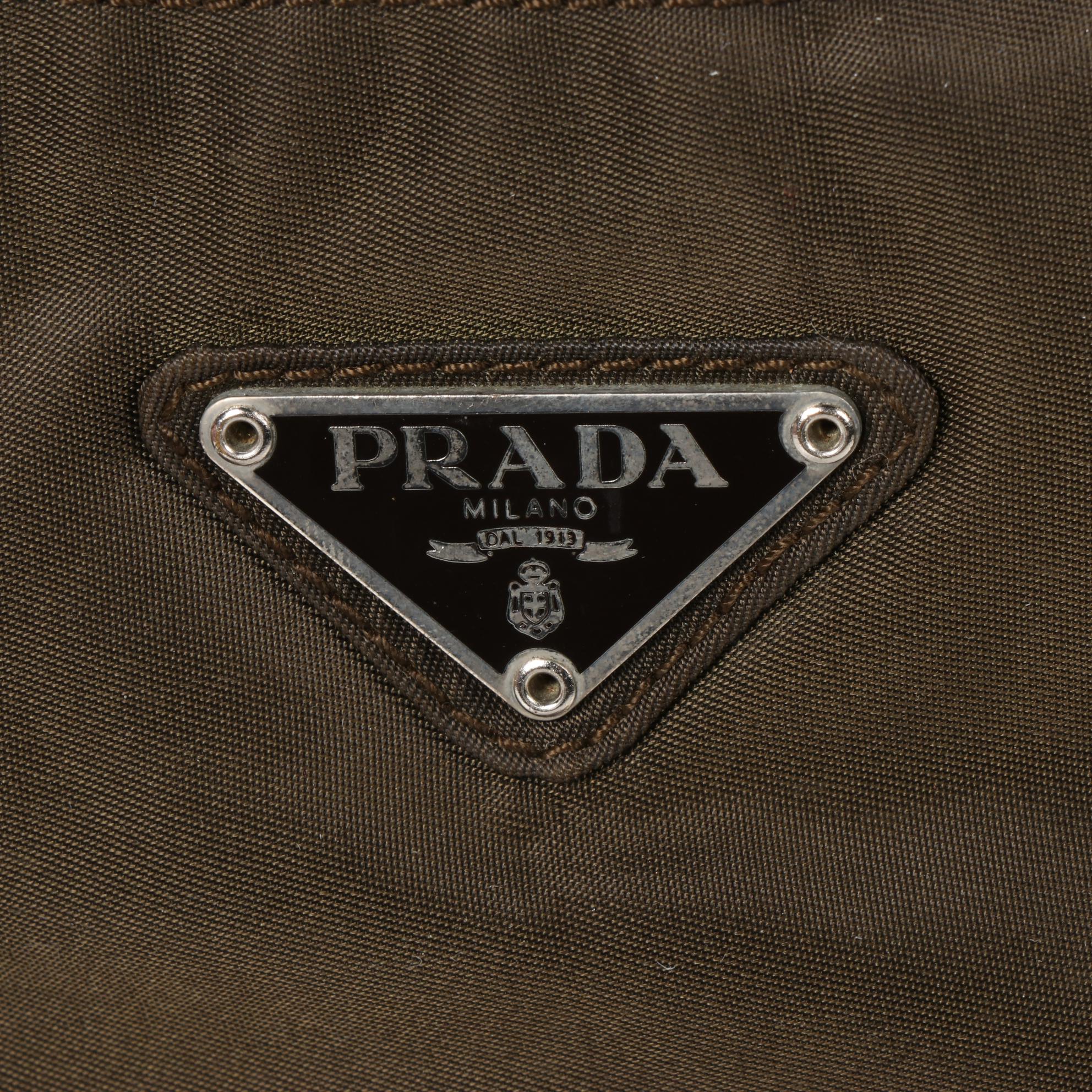 Prada Shoulder Bag in Olive Brown Tessuto Nylon