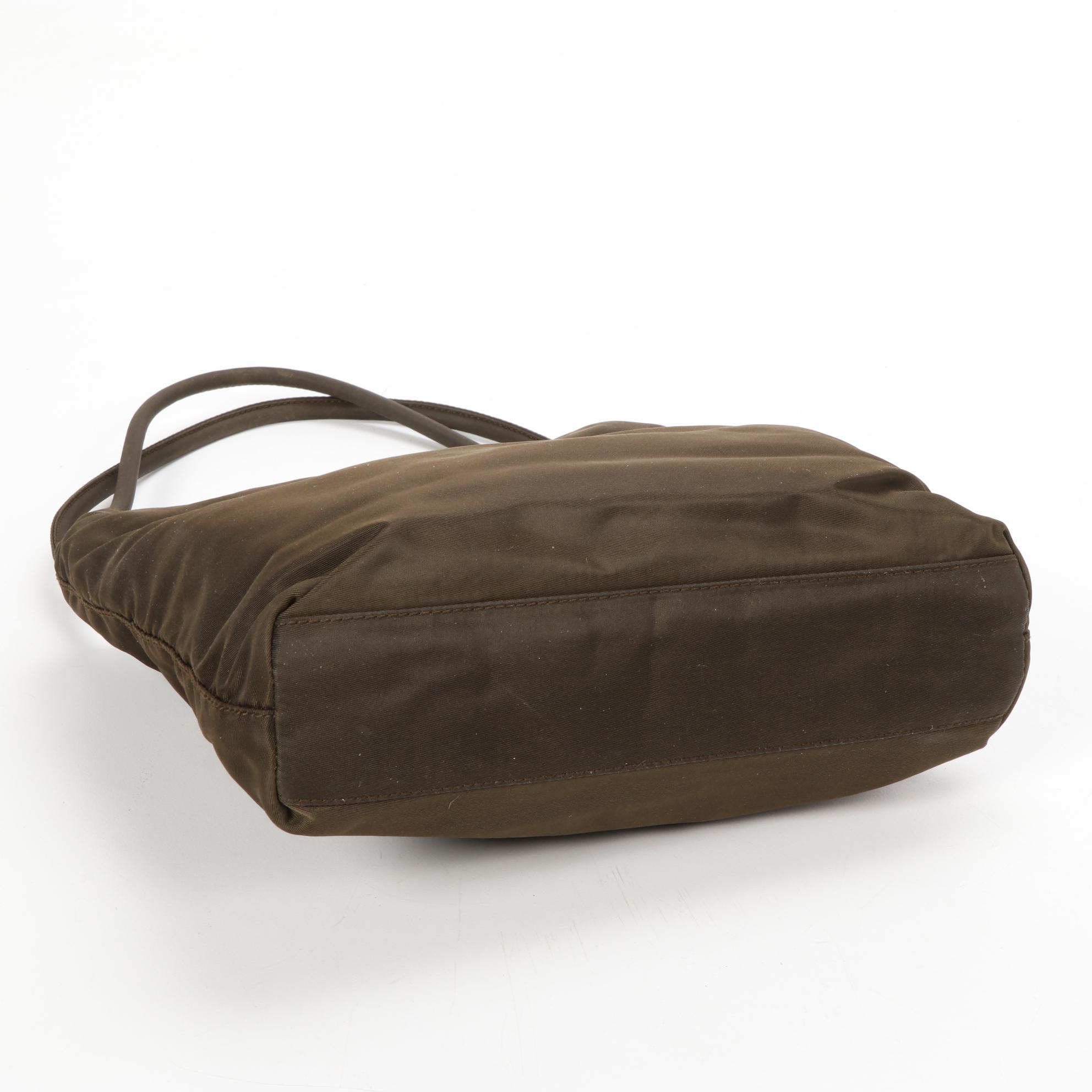 Prada Shoulder Bag in Olive Brown Tessuto Nylon