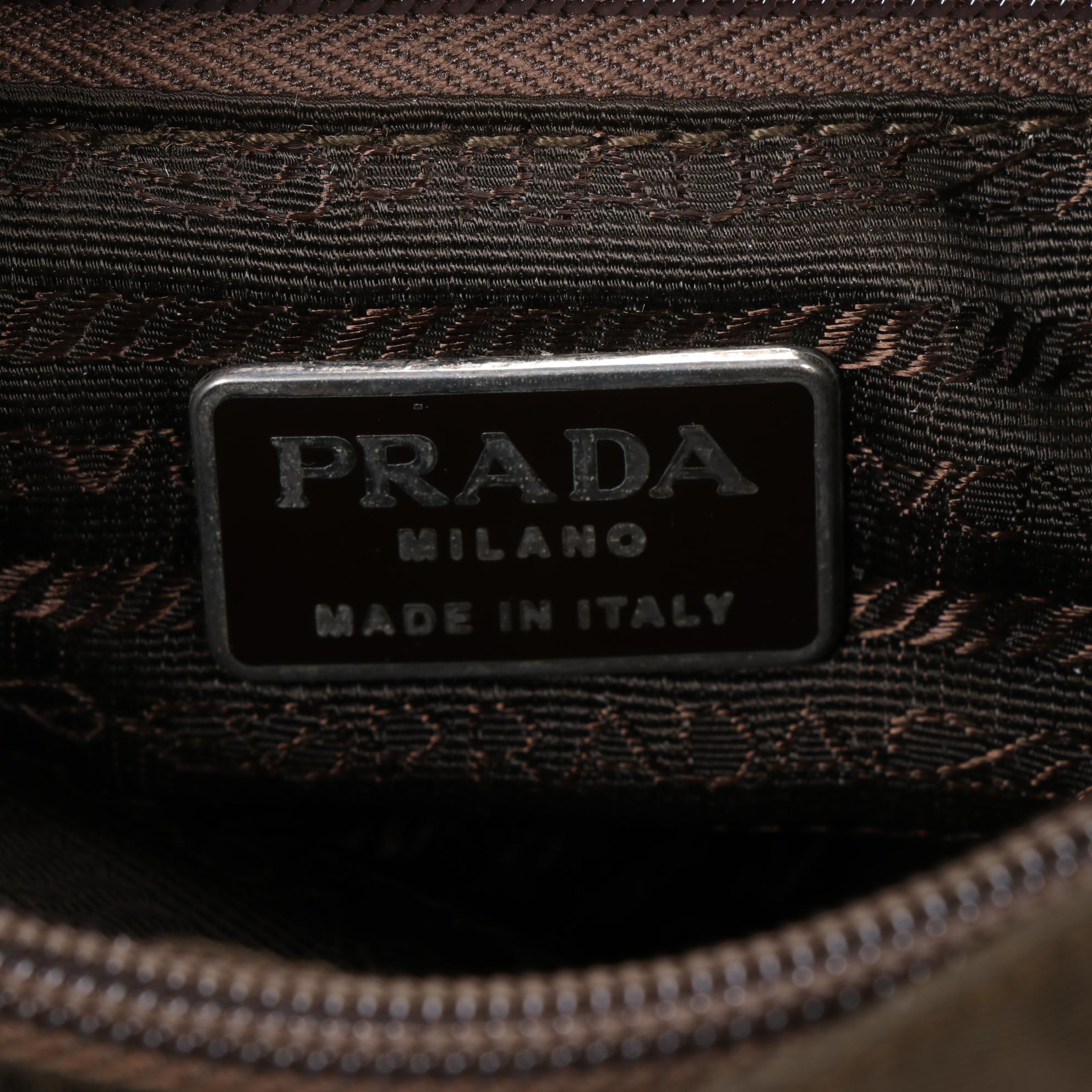 Prada Shoulder Bag in Olive Brown Tessuto Nylon