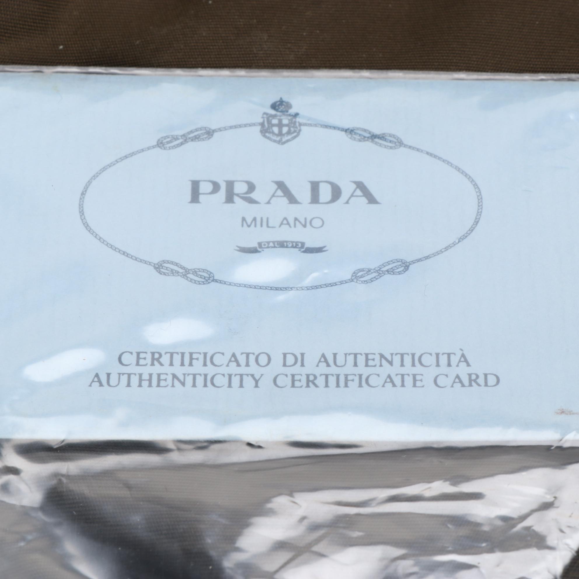 Prada Shoulder Bag in Olive Brown Tessuto Nylon