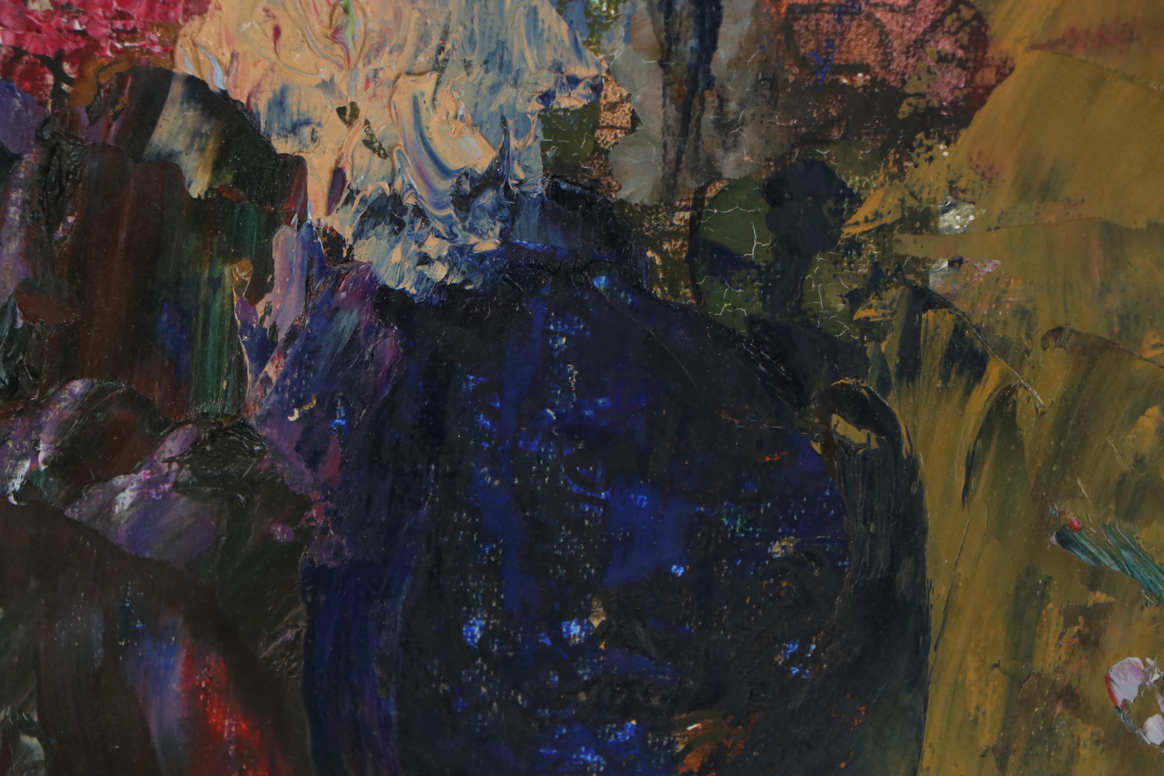 Louis Papp Oil Painting of Still Life with Flowers, 1985