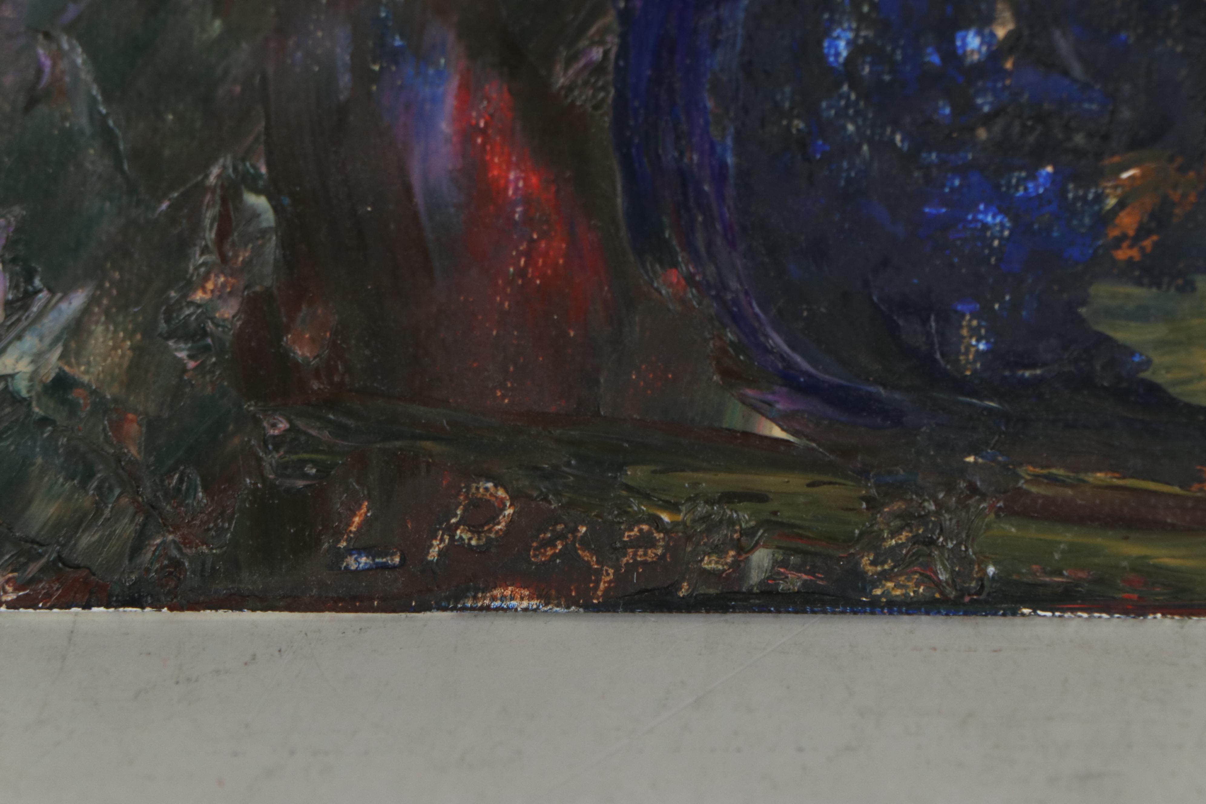 Louis Papp Oil Painting of Still Life with Flowers, 1985