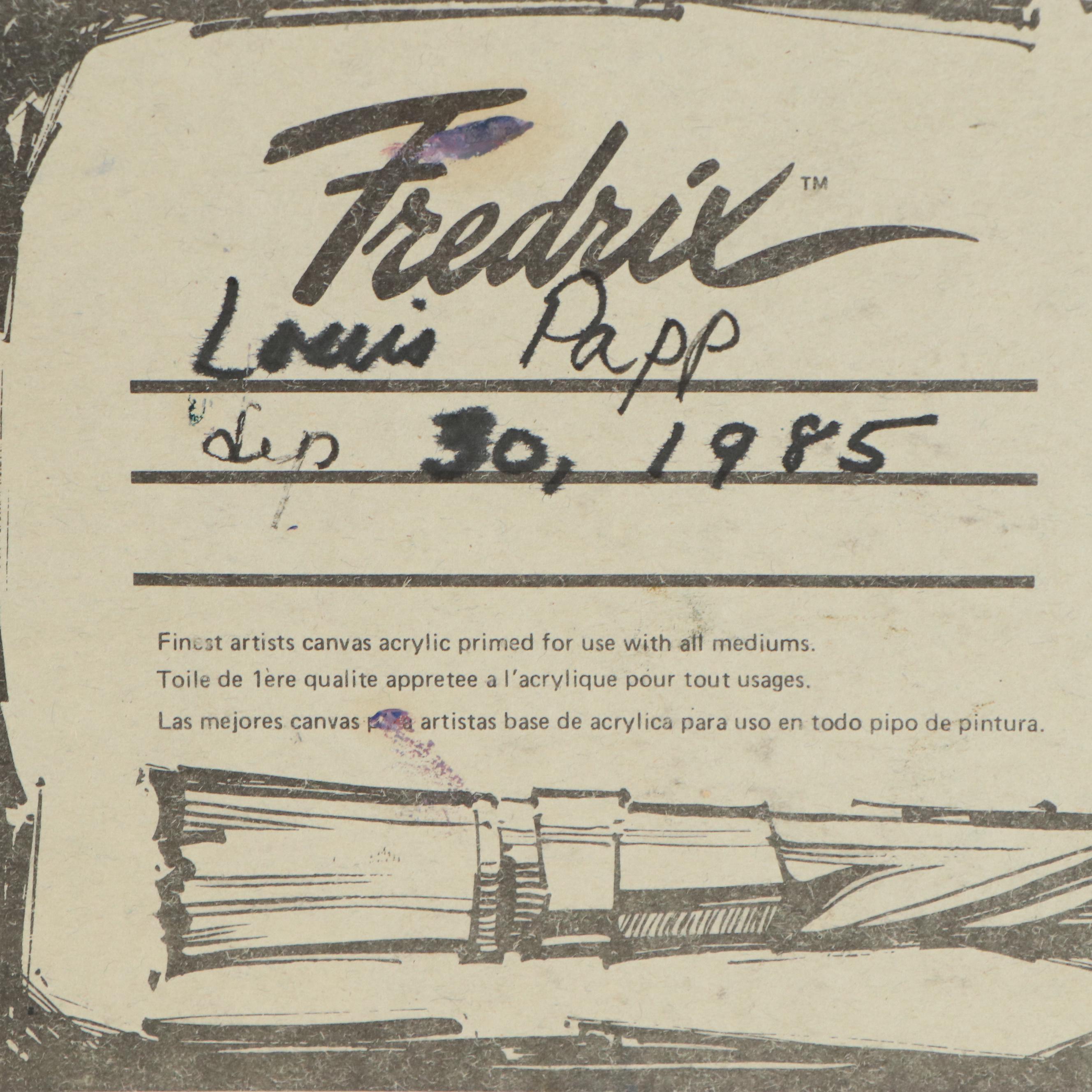 Louis Papp Oil Painting of Still Life with Flowers, 1985