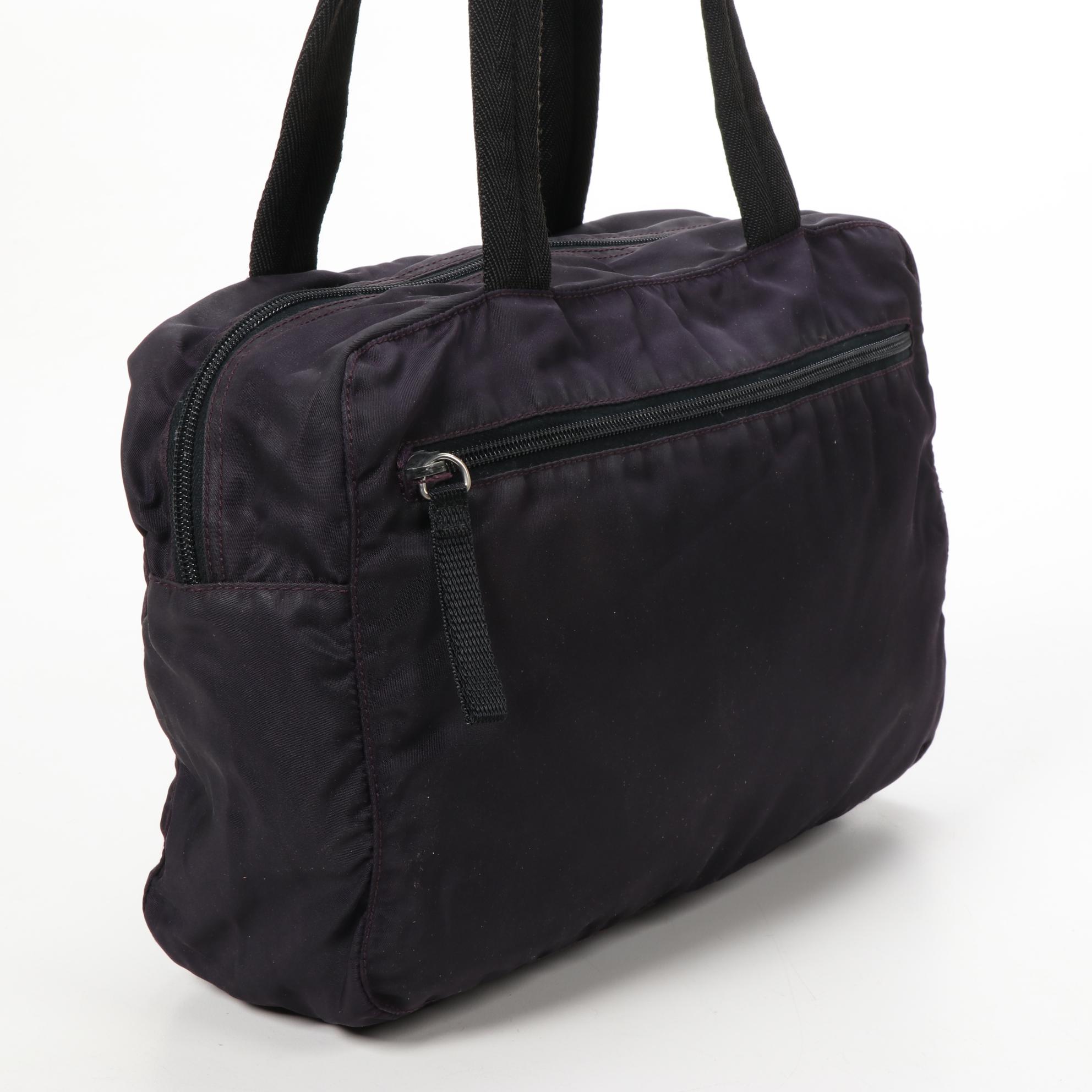 Prada Top Handle Bag in Navy Tessuto Nylon