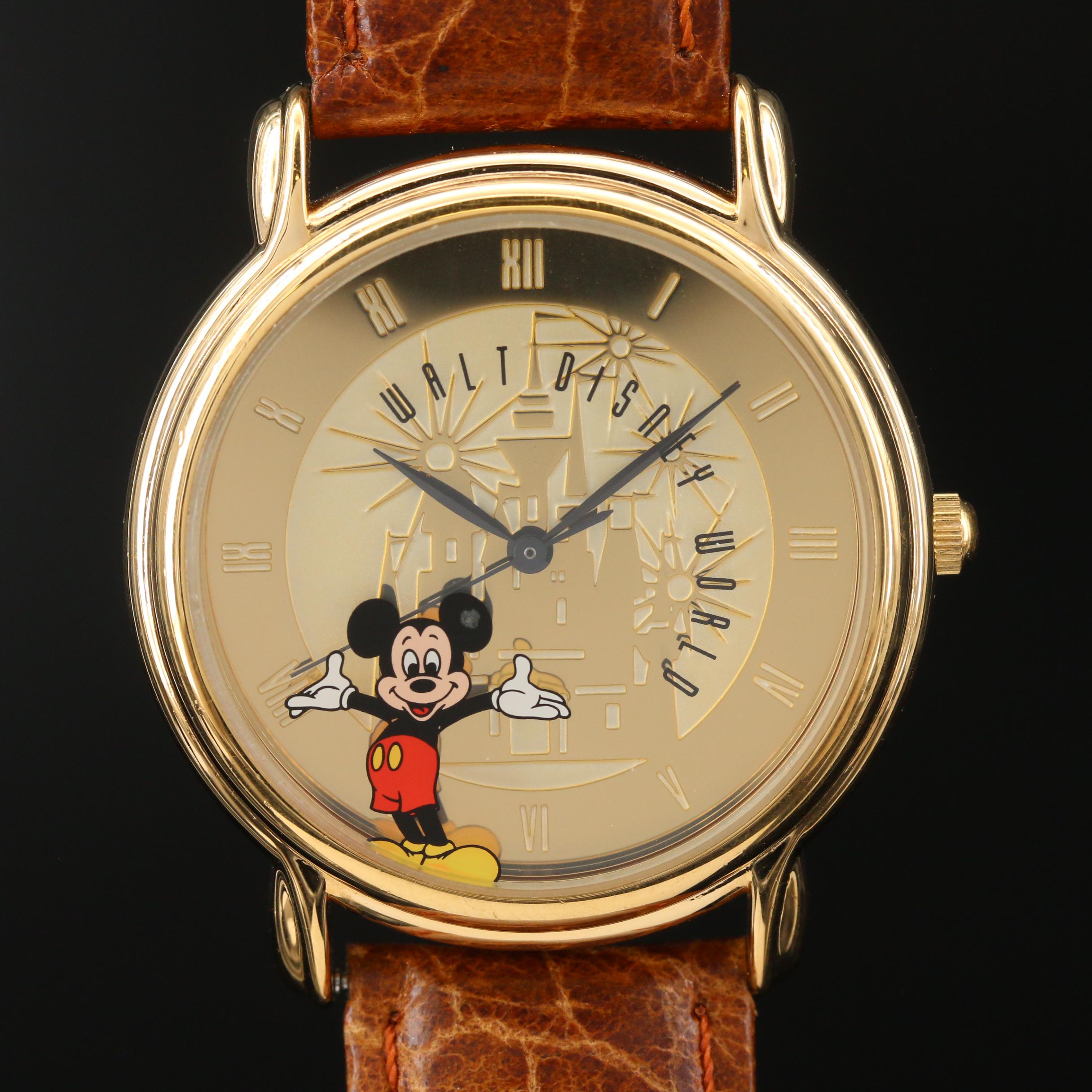 Walt Disney Mickey Mouse Gold Tone Quartz Watch