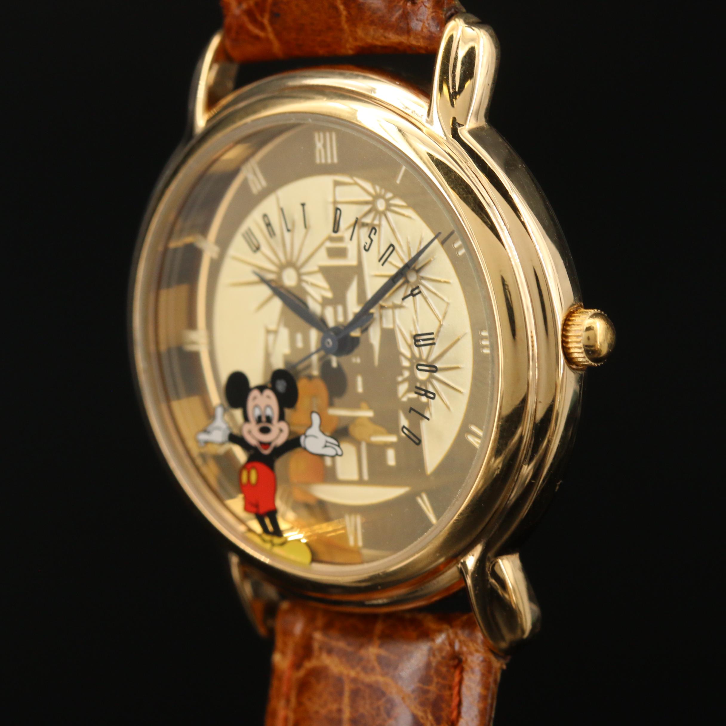 Walt Disney Mickey Mouse Gold Tone Quartz Watch