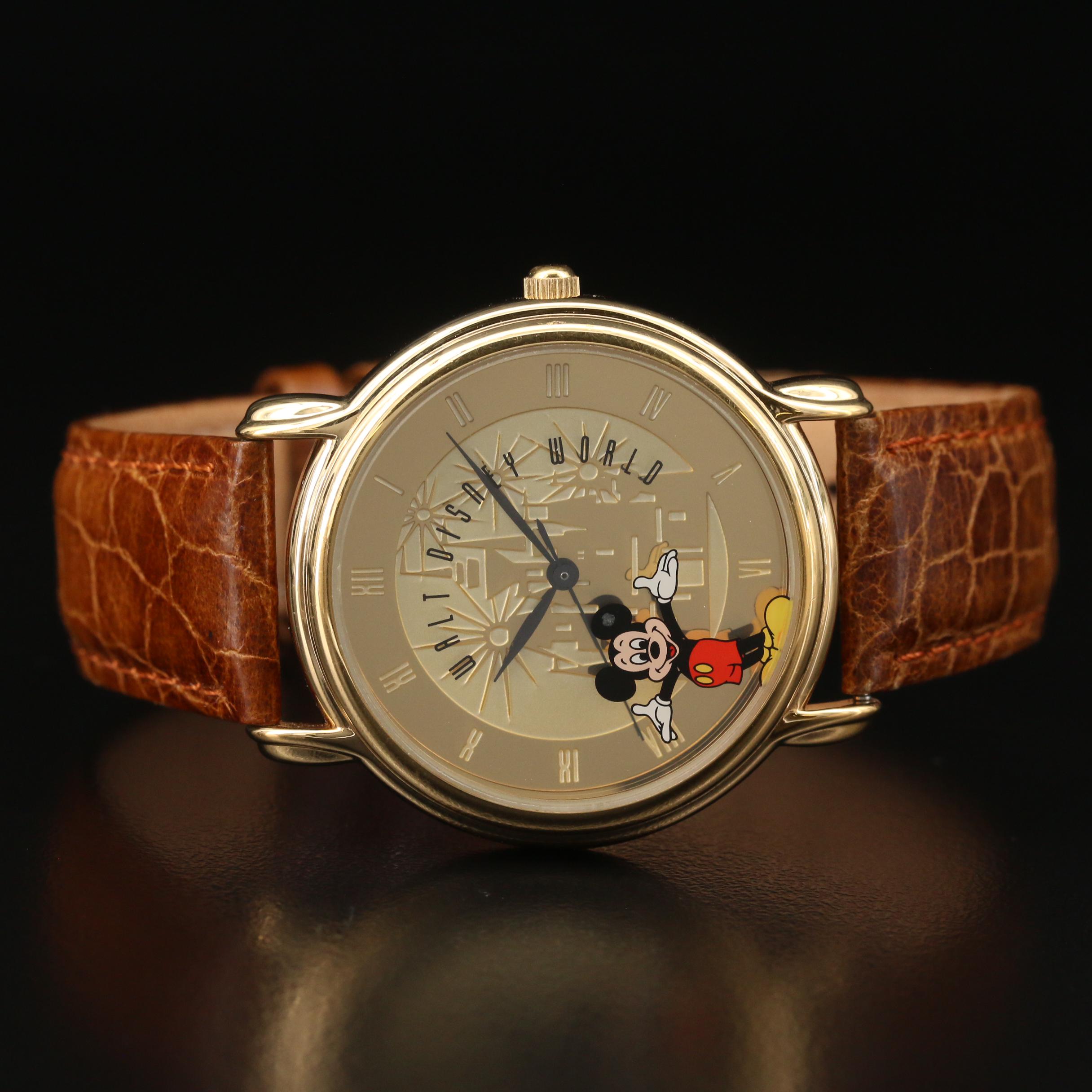 Walt Disney Mickey Mouse Gold Tone Quartz Watch