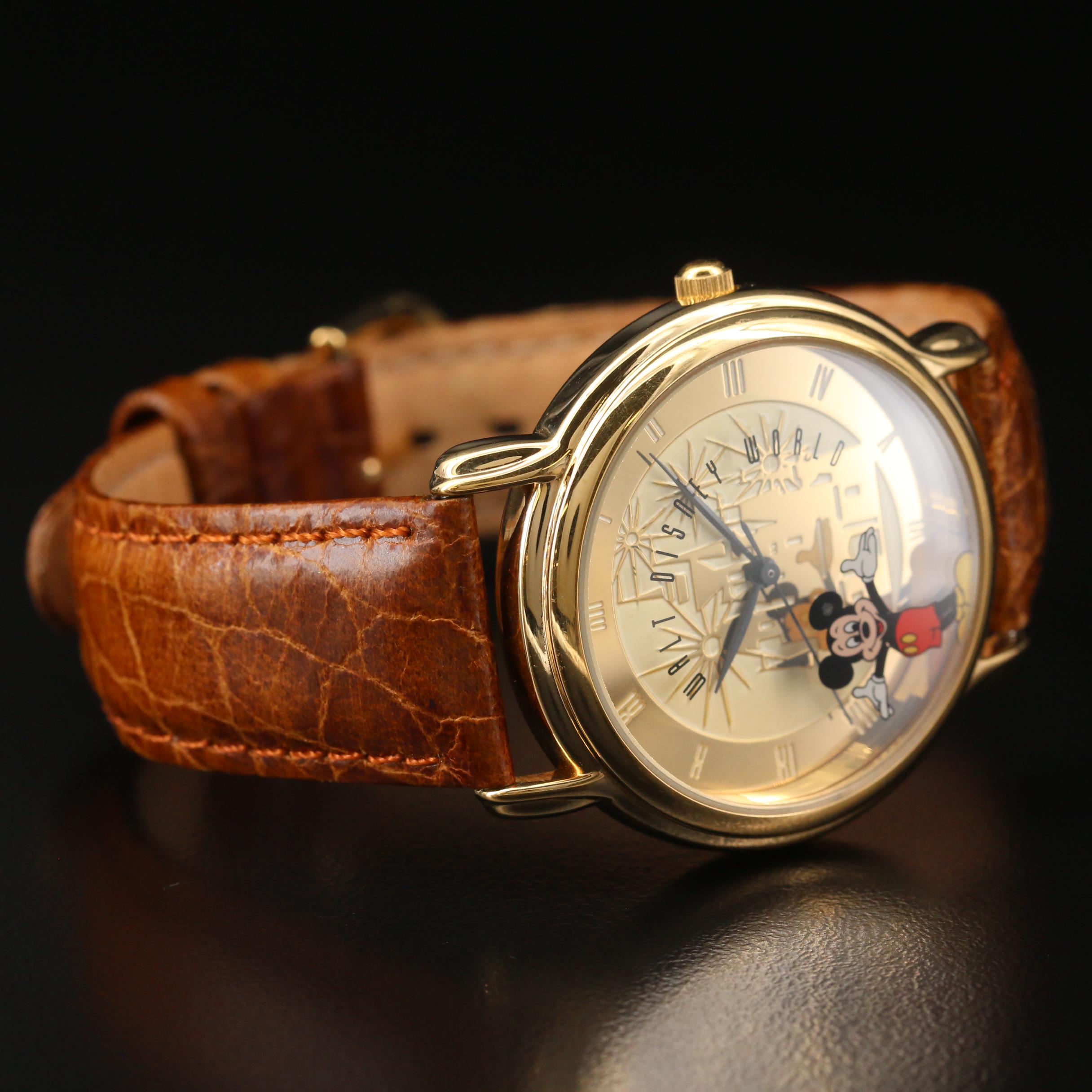 Walt Disney Mickey Mouse Gold Tone Quartz Watch