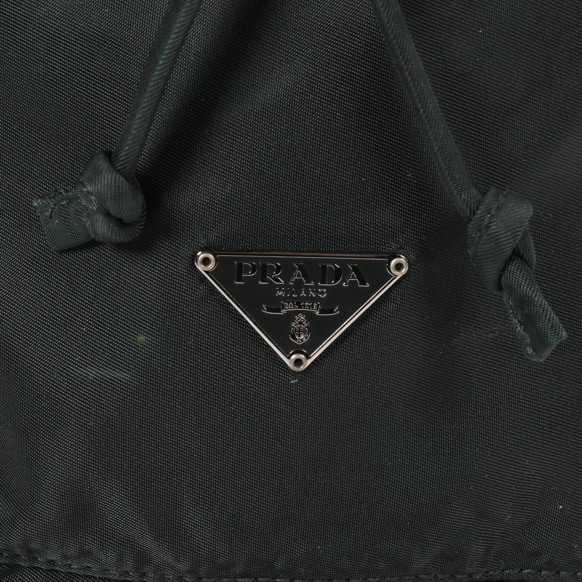 Prada Drawstring Pouch in Dark Green Tessuto Nylon