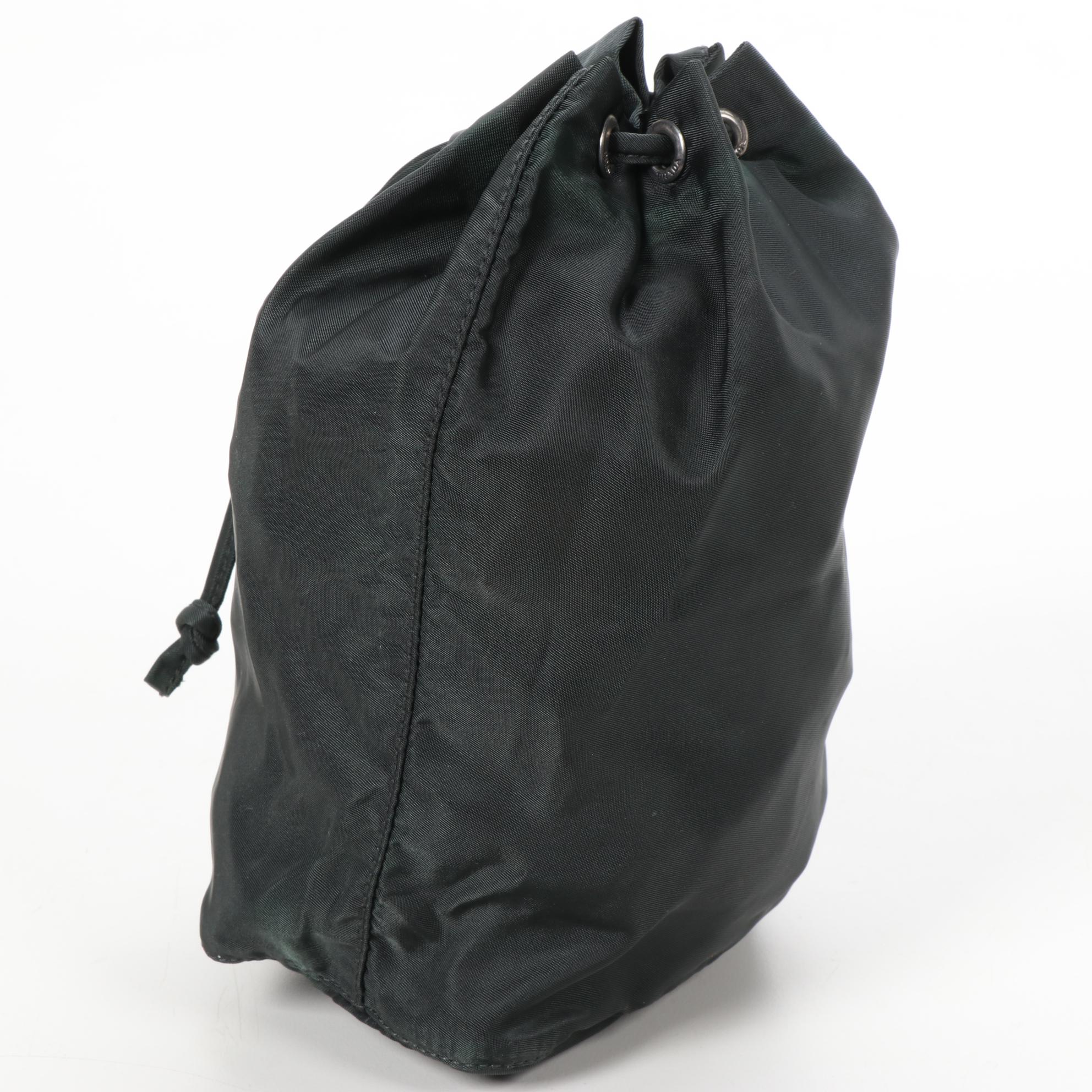 Prada Drawstring Pouch in Dark Green Tessuto Nylon